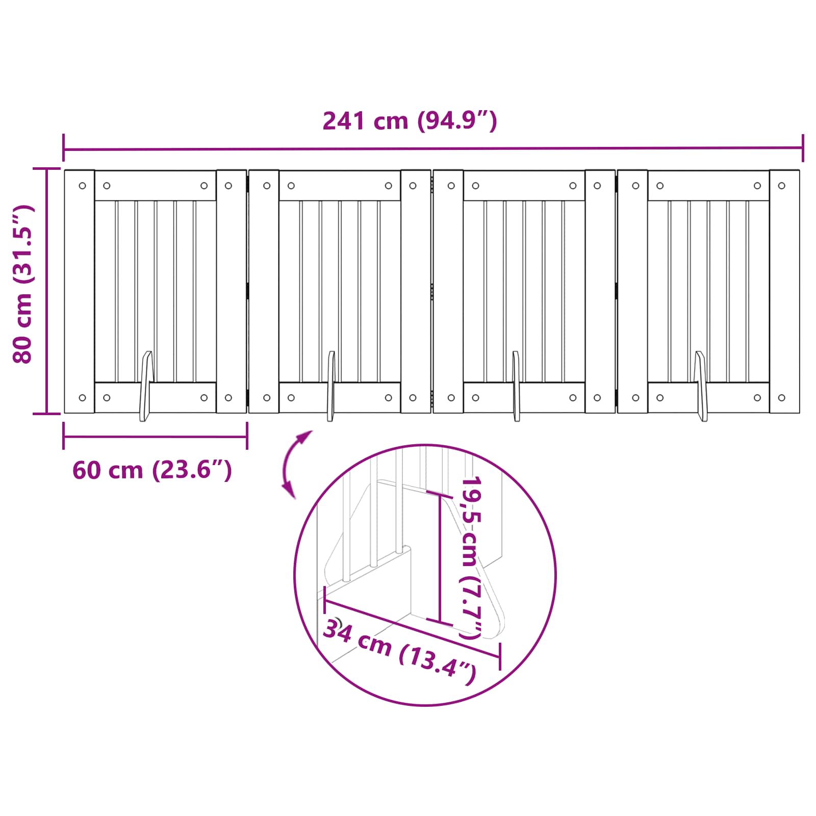 Vrata za pse s postoljem 4 pcs Hrast sonoma 60 x 80 cm