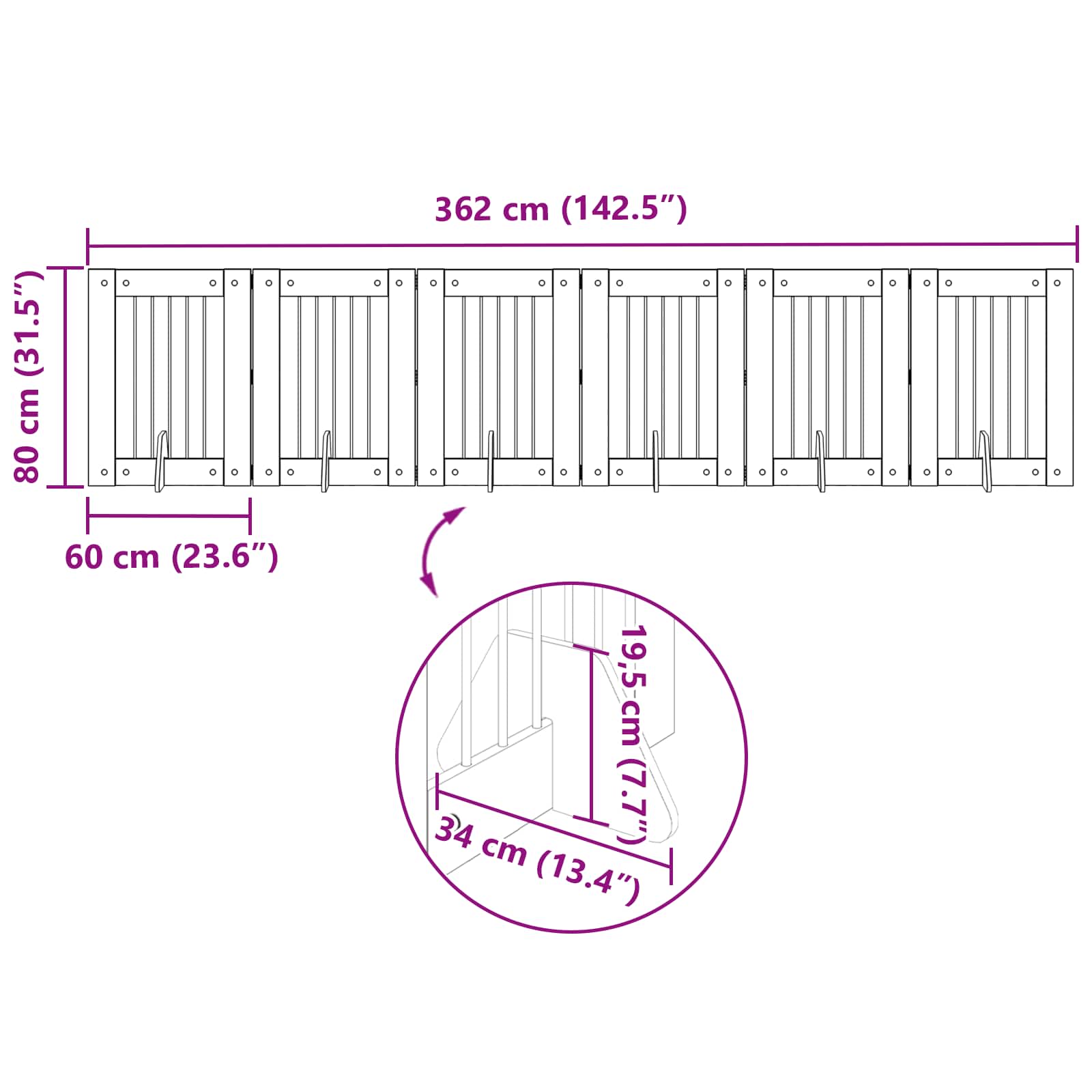 Vrata za pse s postoljem 6 pcs Dimljeni hrast 60 x 80 cm