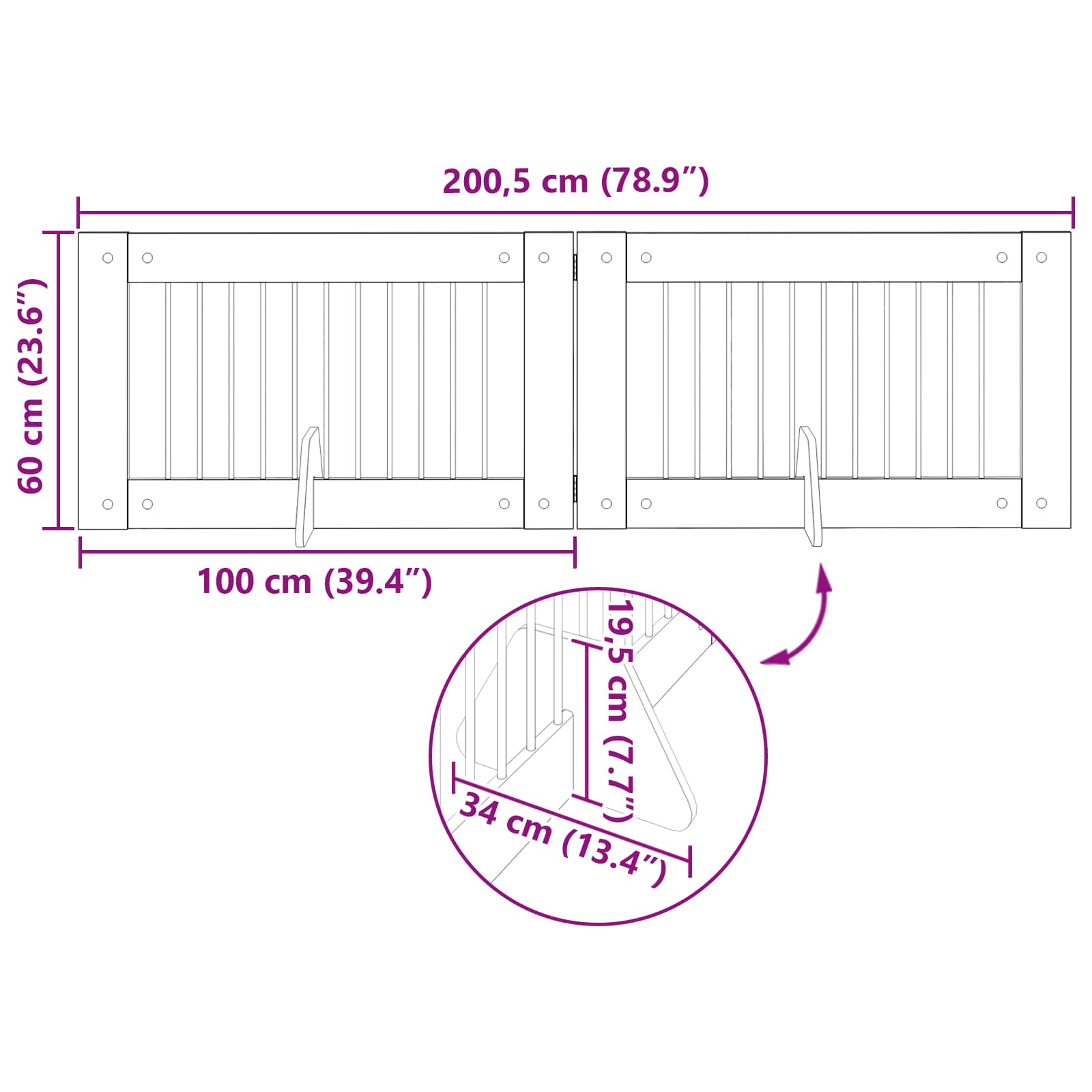 Vrata za pse s postoljem 2 pcs Crni hrast 100 x 60 cm