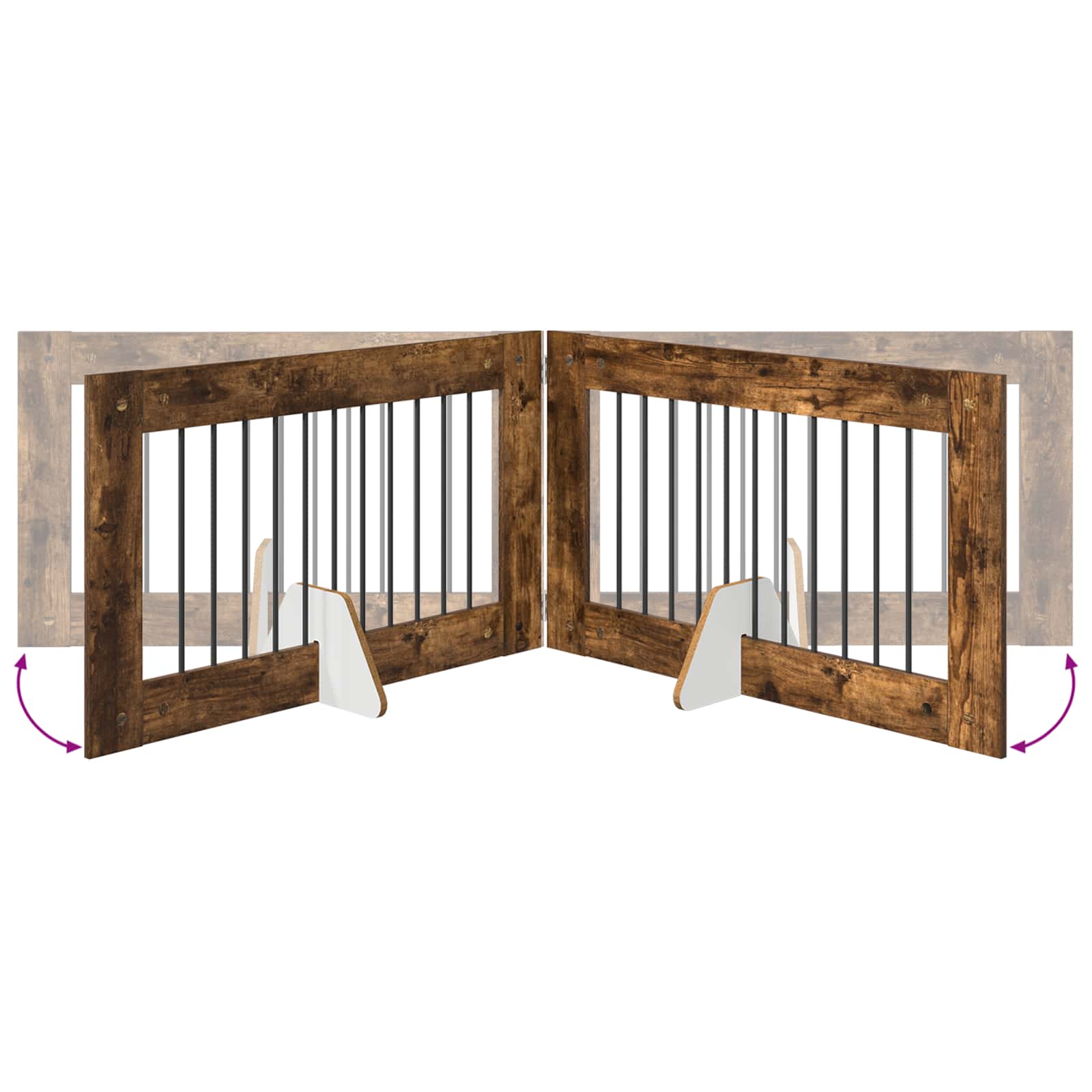 Vrata za pse s postoljem 2 pcs Dimljeni hrast 100 x 60 cm