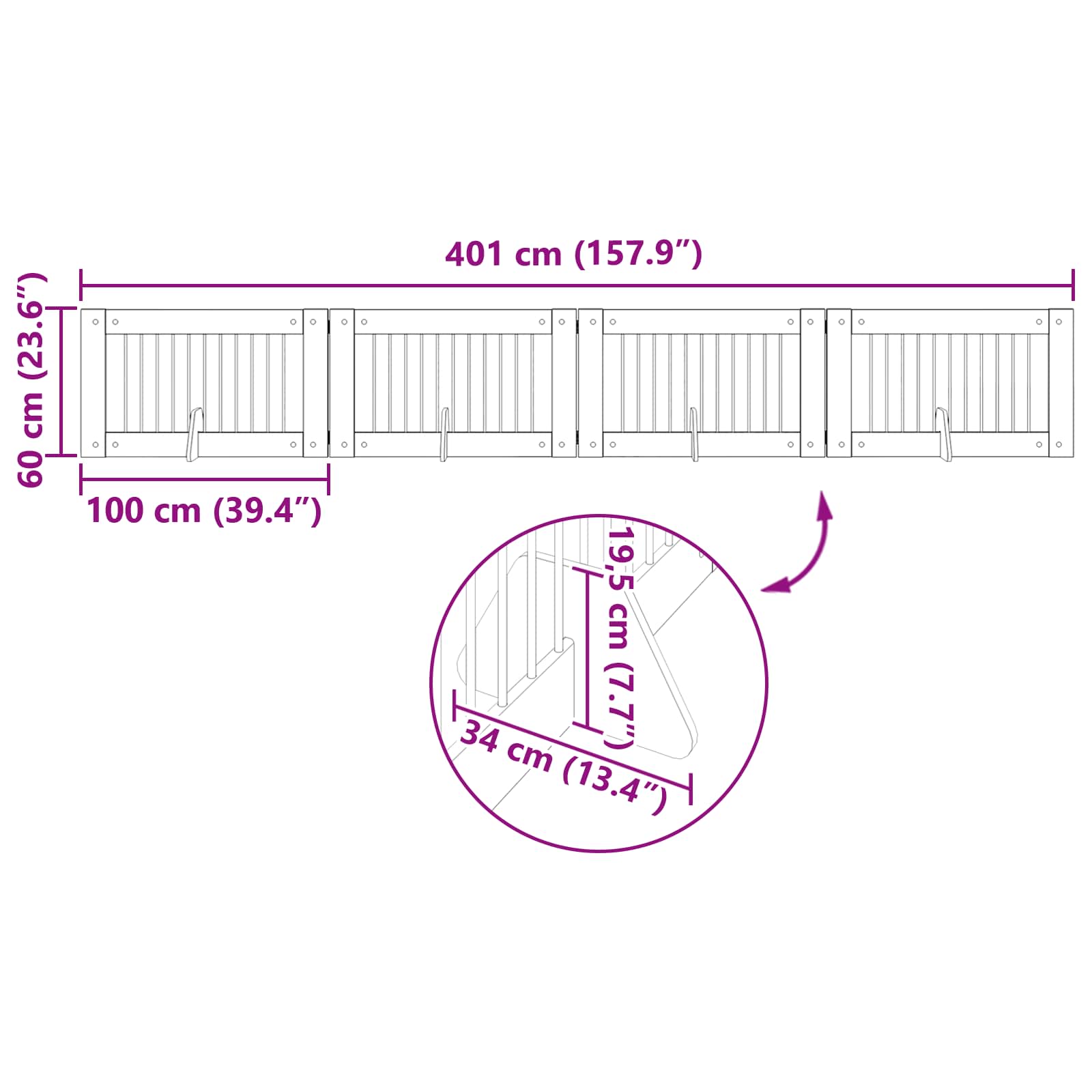 Vrata za pse s postoljem 4 pcs Siva sonoma 100 x 60 cm