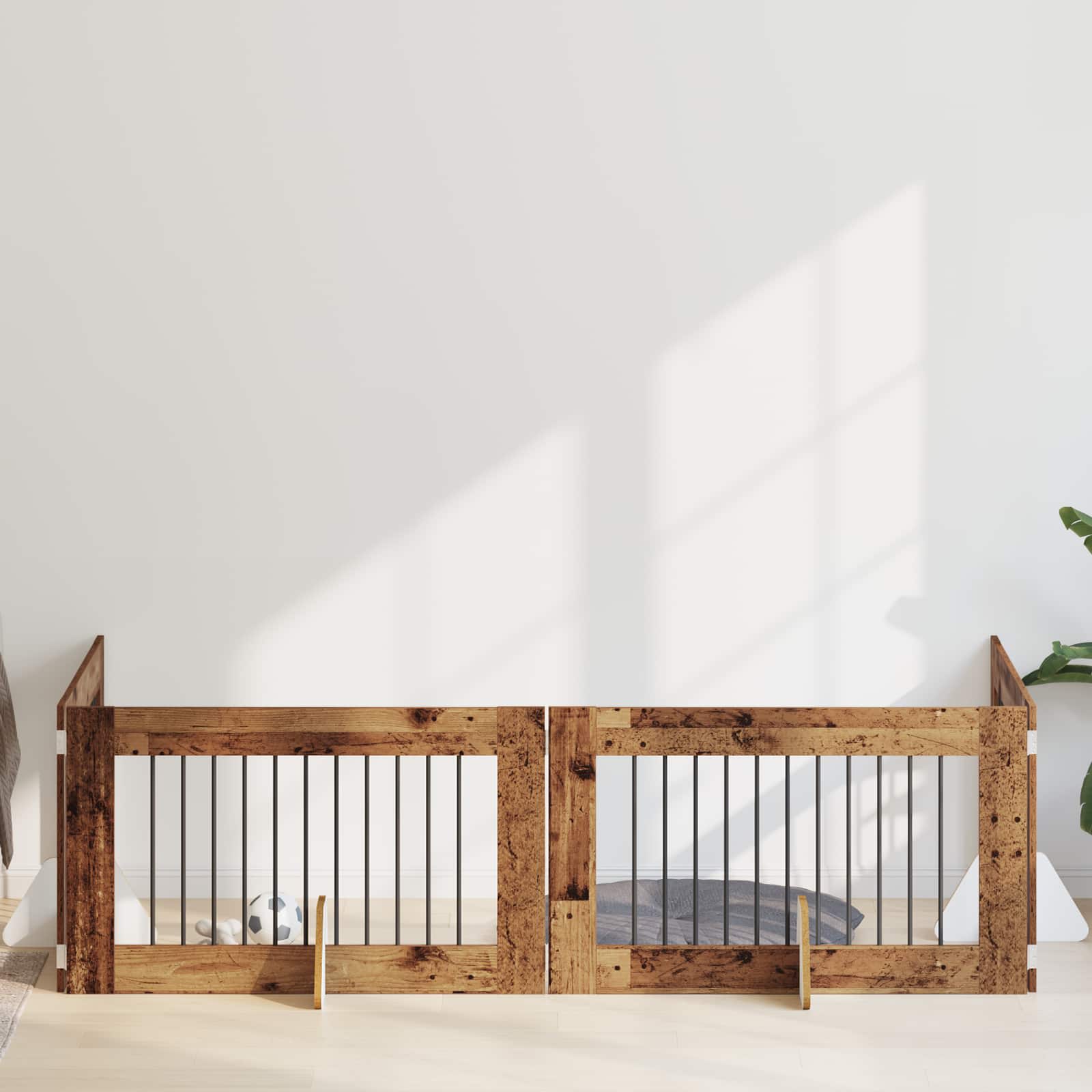 Vrata za pse s postoljem 4 pcs Staro drvo 100 x 60 cm