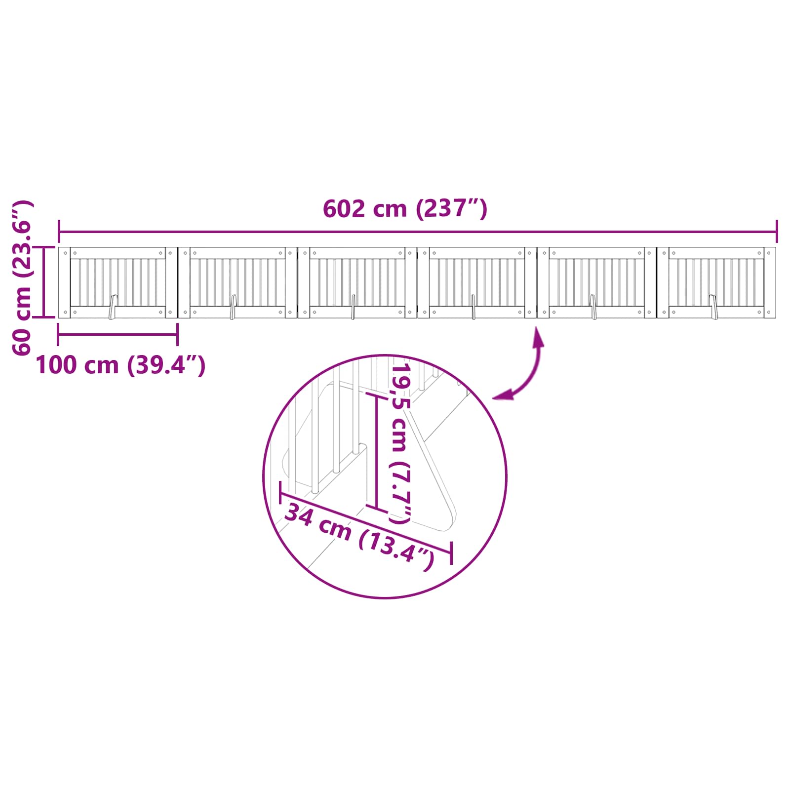 Vrata za pse s postoljem 6 pcs Hrast sonoma 100 x 60 cm