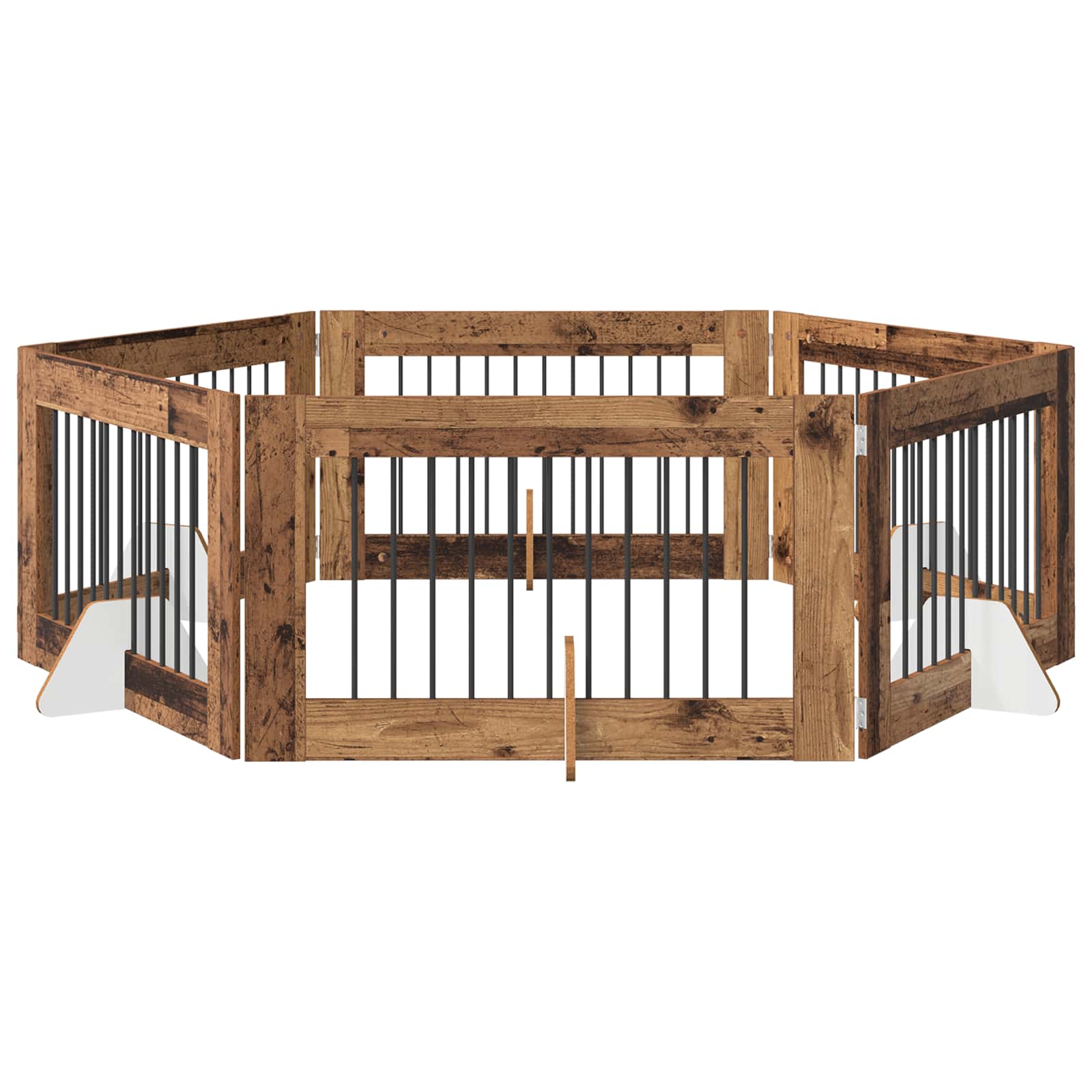 Vrata za pse s postoljem 6 pcs Staro drvo 100 x 60 cm
