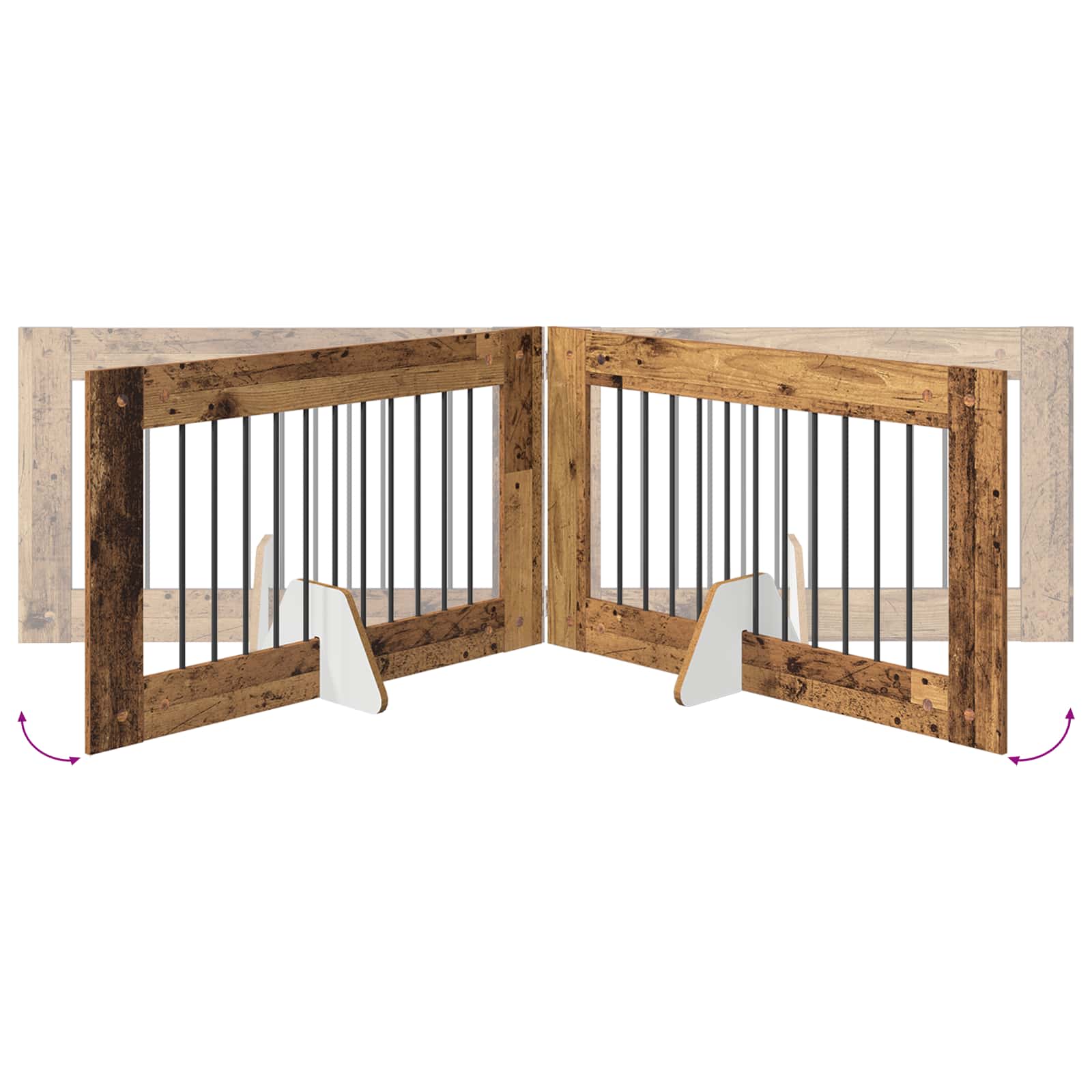 Vrata za pse s postoljem 6 pcs Staro drvo 100 x 60 cm