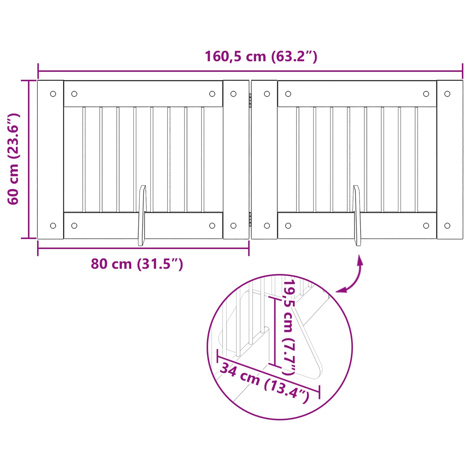 Vrata za pse s postoljem 2 pcs Crni hrast 80 x 60 cm