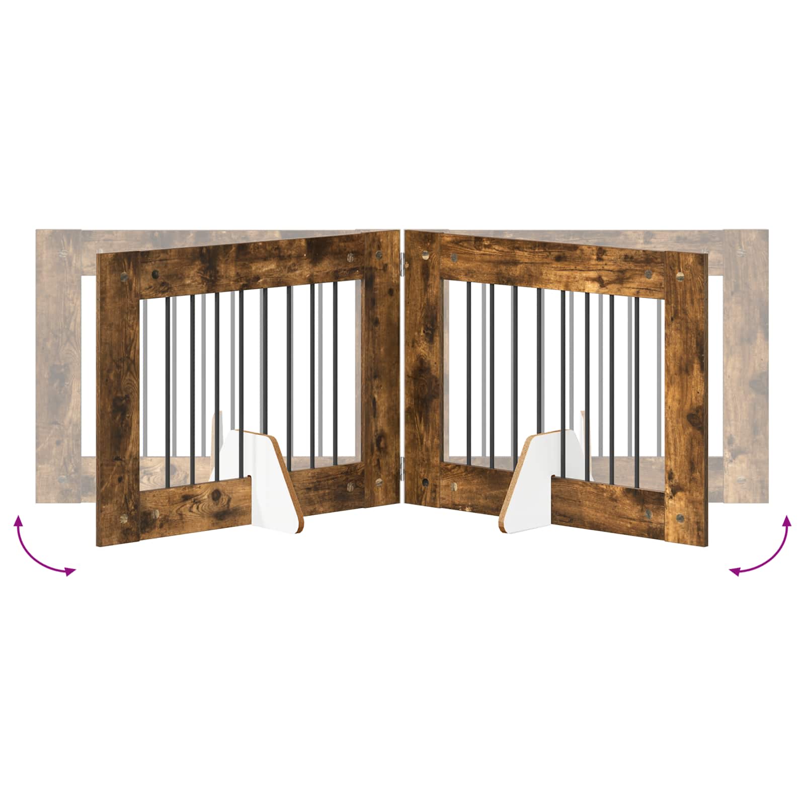 Vrata za pse s postoljem 2 pcs Dimljeni hrast 80 x 60 cm