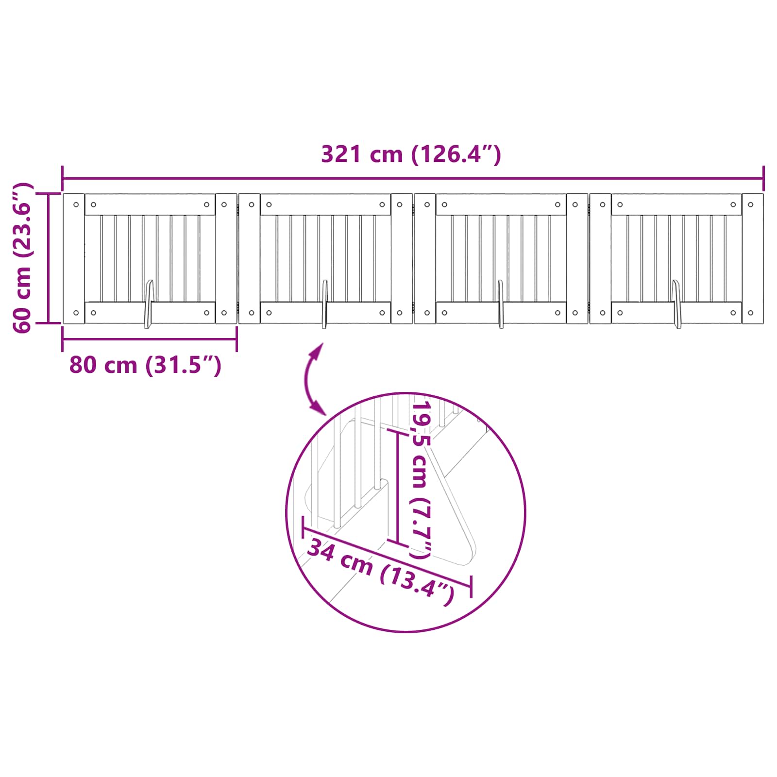 Vrata za pse s postoljem 4 pcs Dimljeni hrast 80 x 60 cm