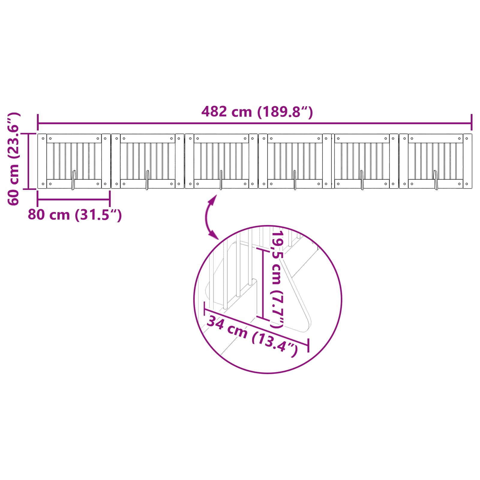 Vrata za pse s postoljem 6 pcs Crni hrast 80 x 60 cm