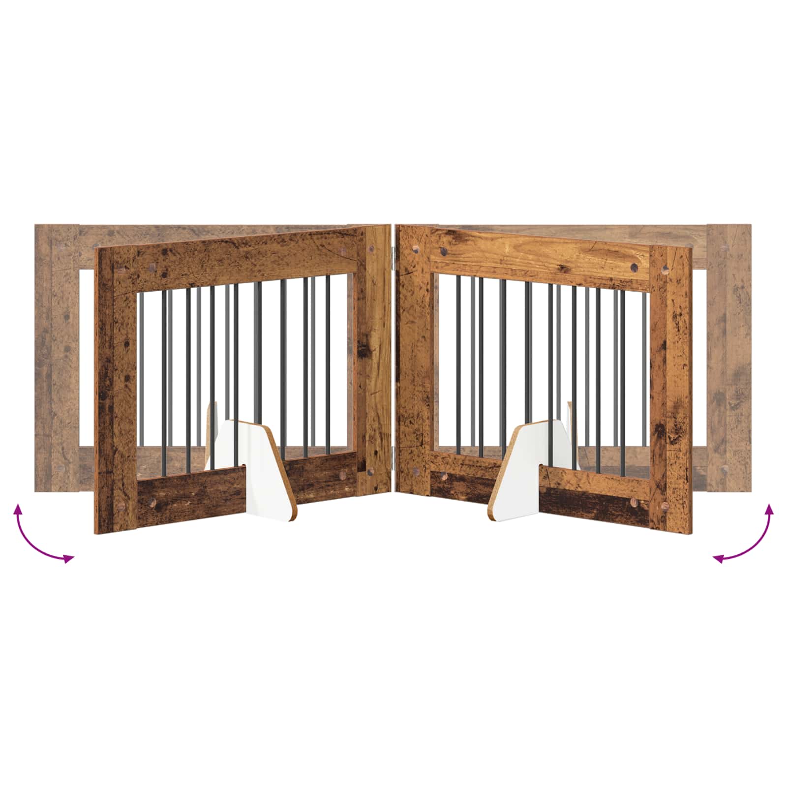 Vrata za pse s postoljem 6 pcs Staro drvo 80 x 60 cm