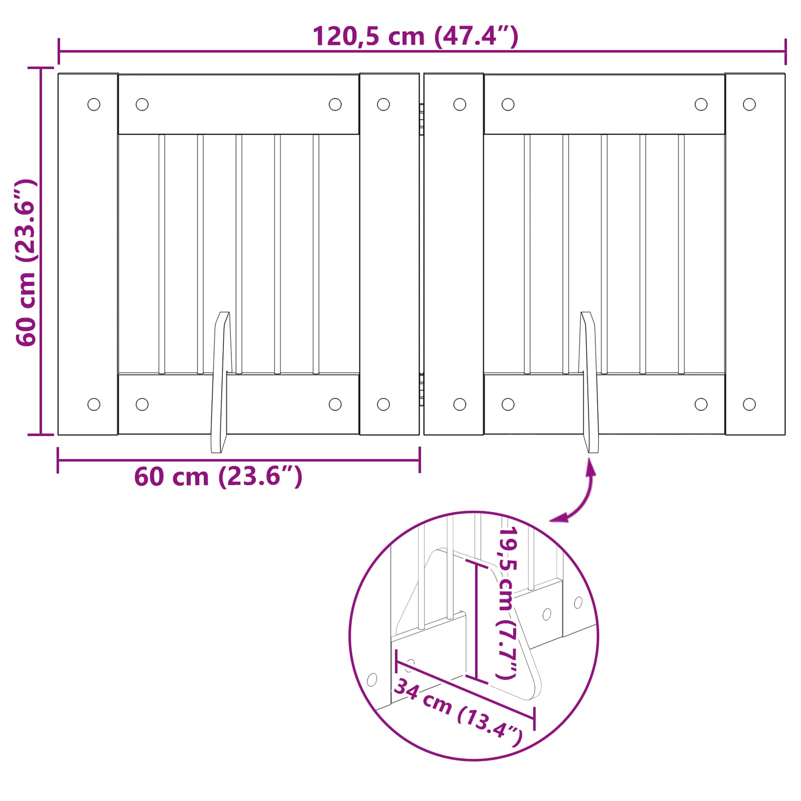Vrata za pse s postoljem 2 pcs Crni hrast 60 x 60 cm