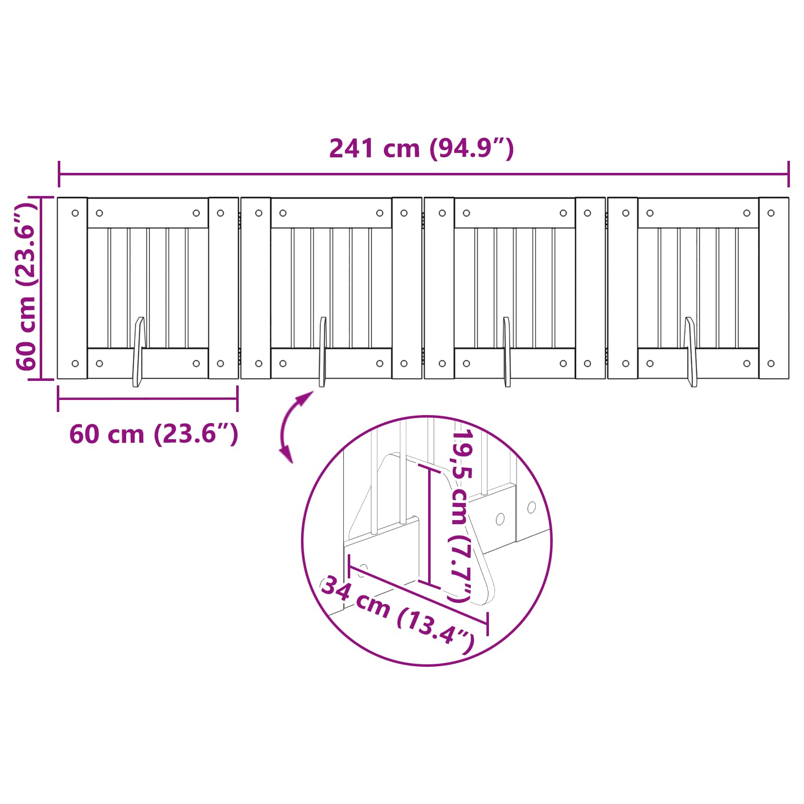 Vrata za pse s postoljem 4 pcs Staro drvo 60 x 60 cm