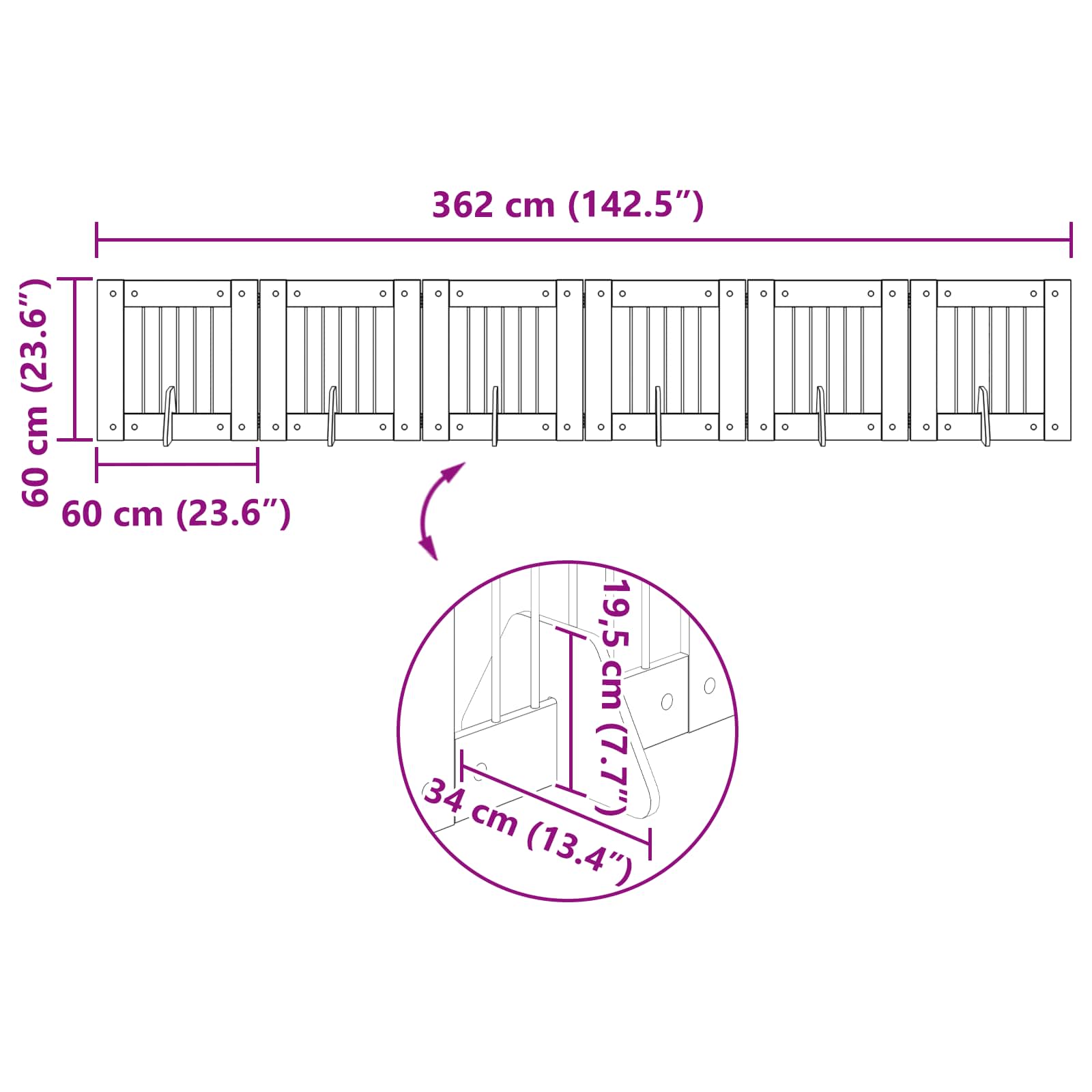 Vrata za pse s postoljem 6 pcs Staro drvo 60 x 60 cm