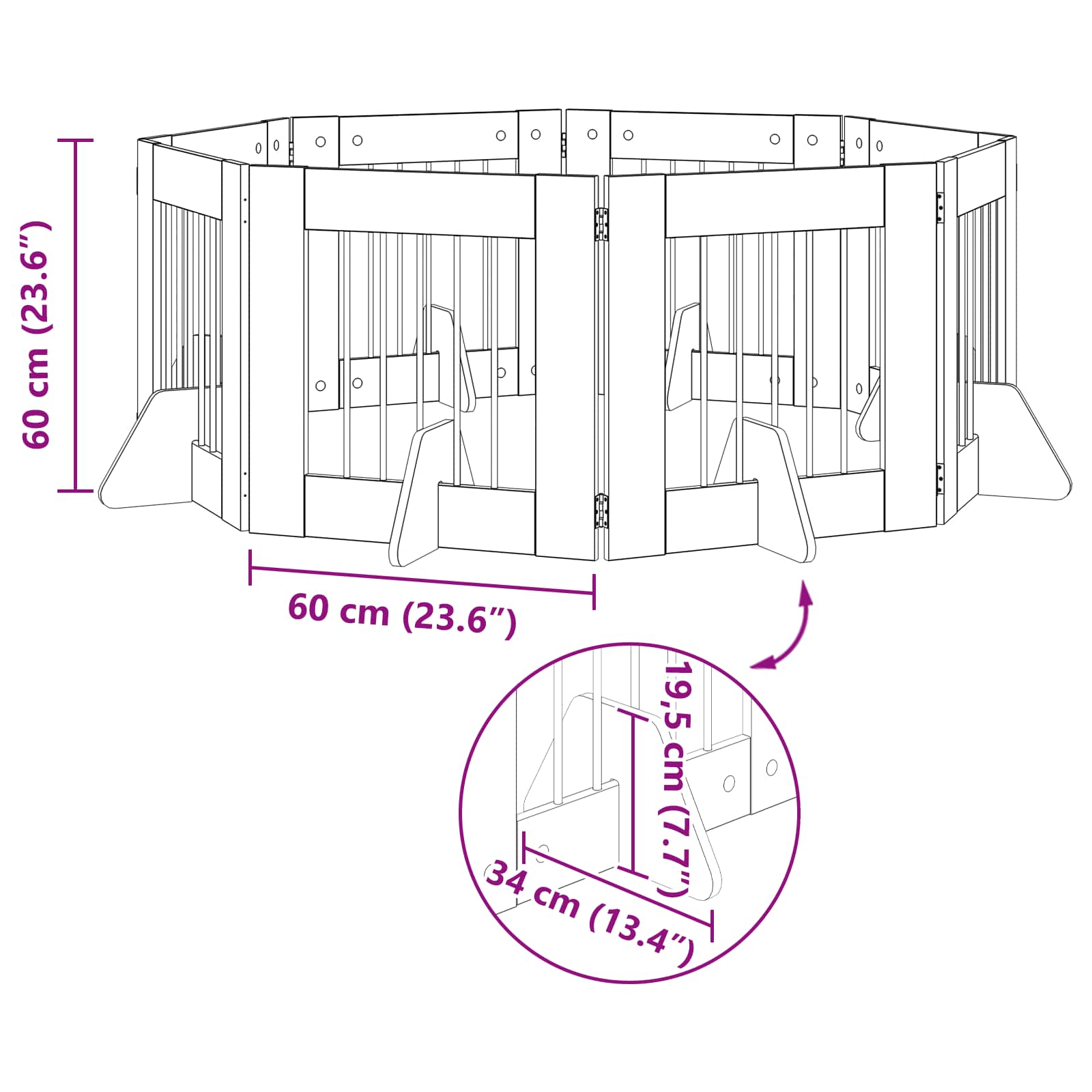 Vrata za pse s postoljem 8 pcs Crni hrast 60 x 60 cm