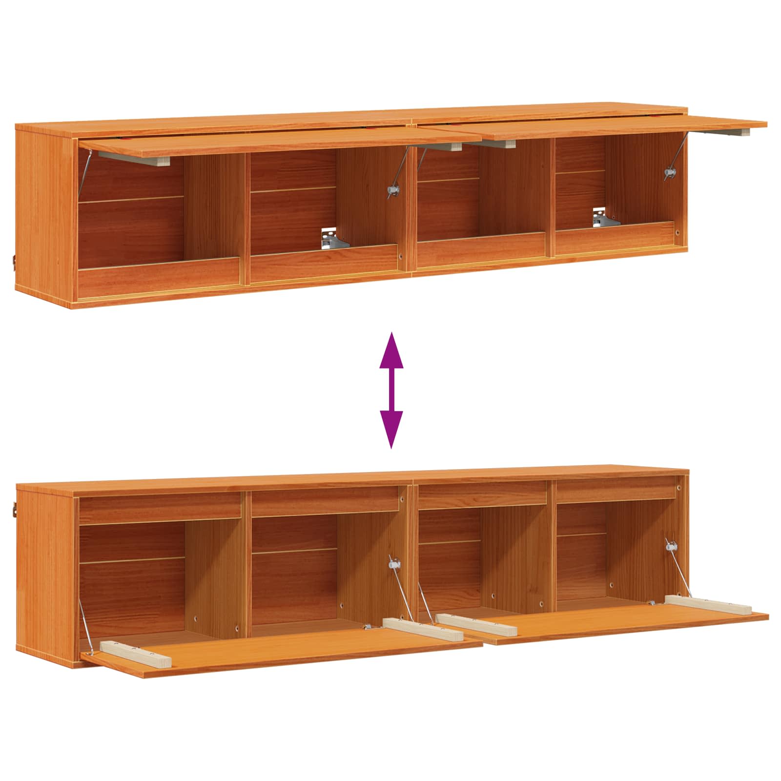 Ormar za Zid s policom Zidne 2 pcs Vosak smeđa 80 x 30 x 35 cm