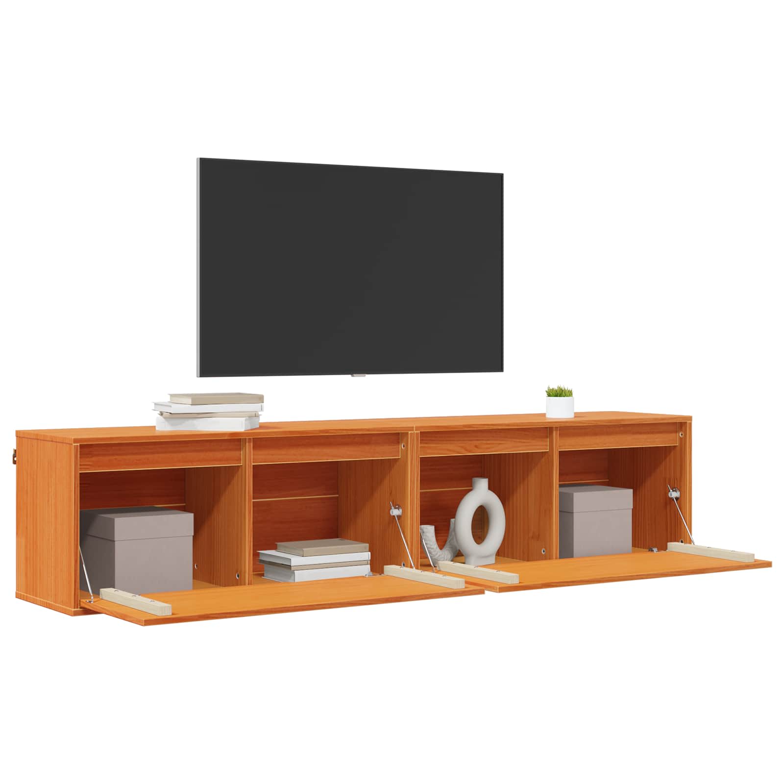 Ormar za Zid s policom Zidne 2 pcs Vosak smeđa 80 x 30 x 35 cm