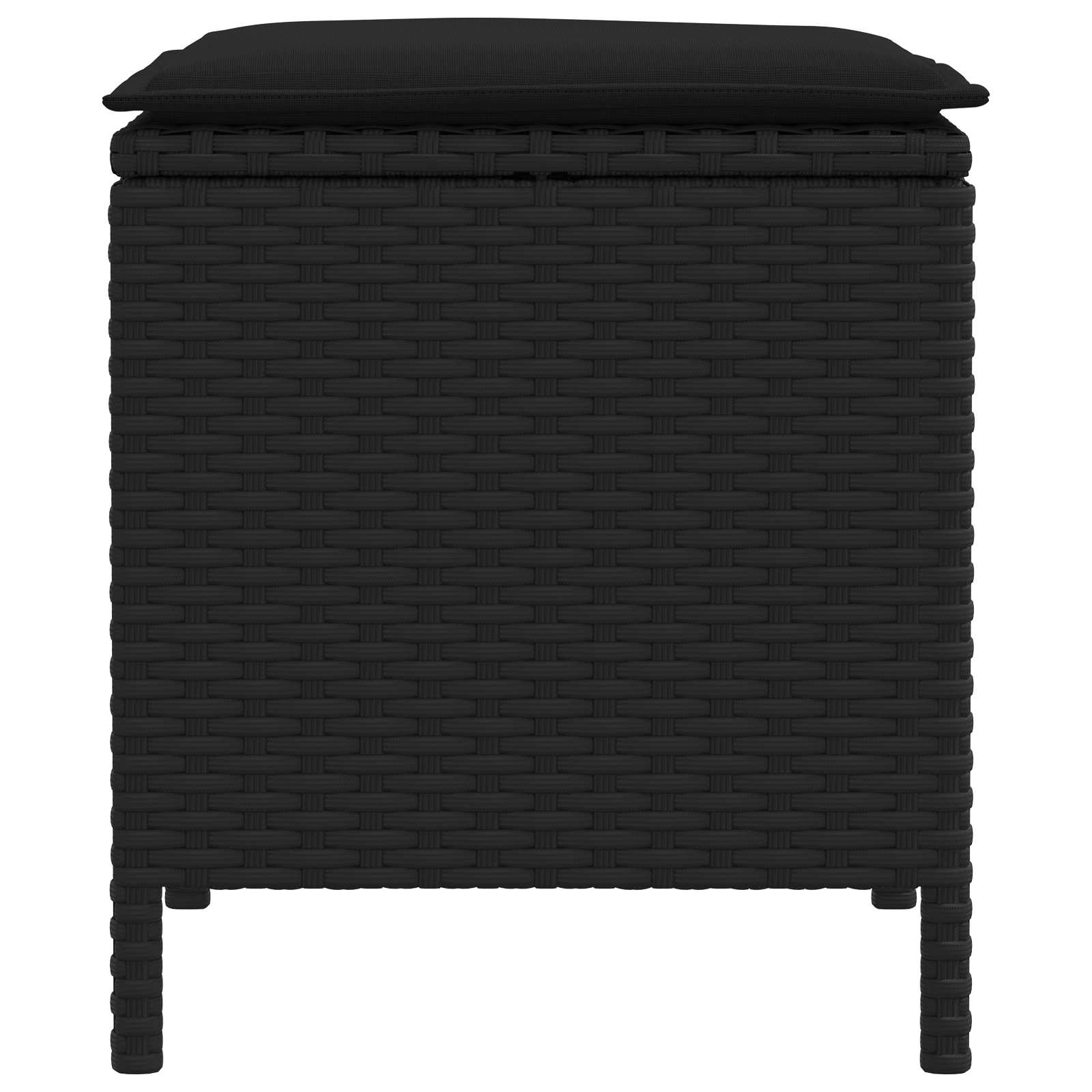 Vrtni otoman s jastukom 2 Komad Crna 38 x 38 x 45 cm PE ratan