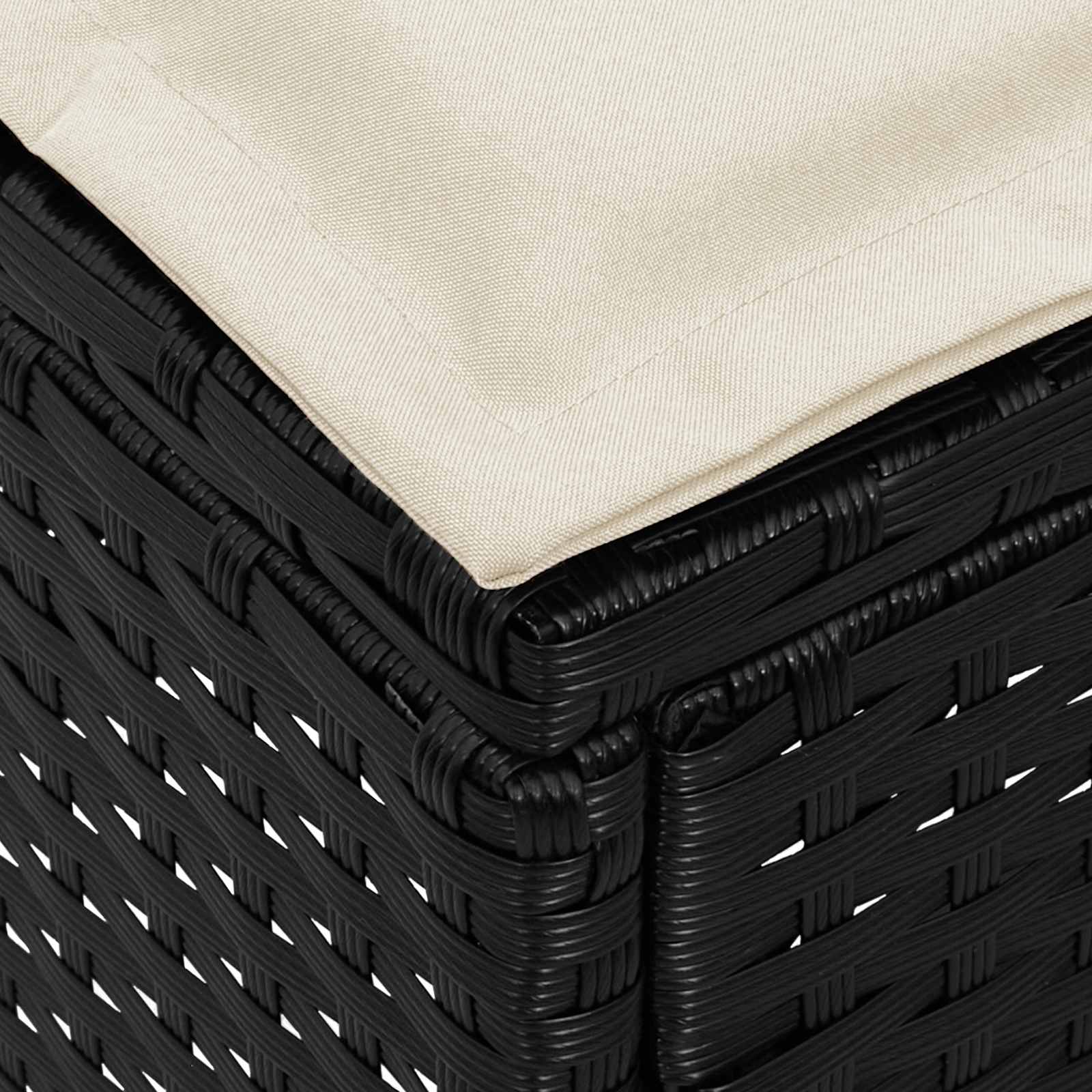 Vrtni otoman 2 Komad Crna i Krema 38 x 38 x 45 cm PE ratan