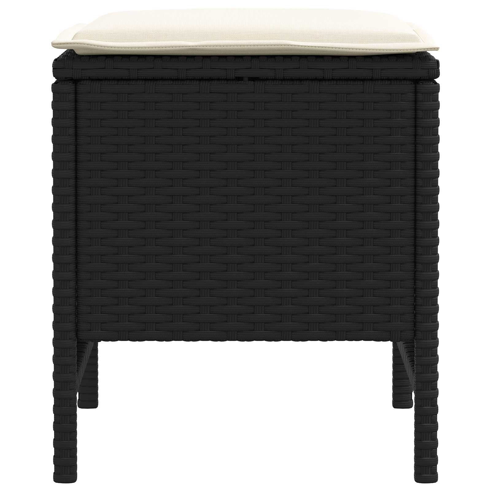 Vrtni otoman 2 Komad Crna i Krema 38 x 38 x 45 cm PE ratan