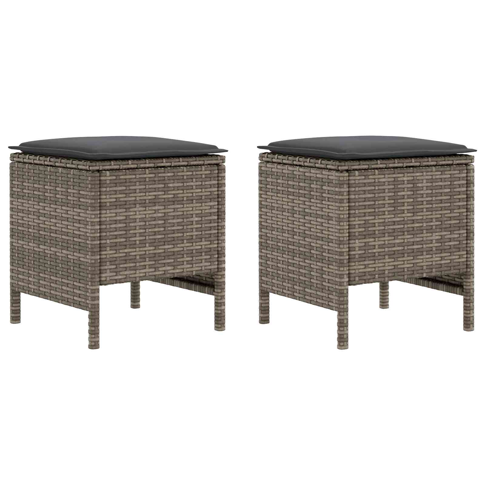 Vrtni otoman 2 Komad Siva i tamno siva 38 x 38 x 45 cm PE ratan
