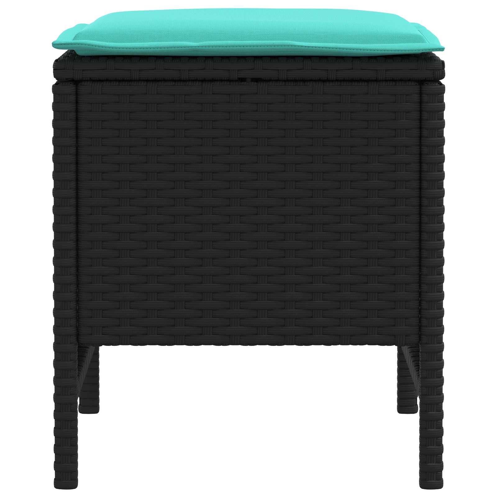 Vrtni otoman 2 Komad Crna i Tirkizna 38 x 38 x 45 cm PE ratan