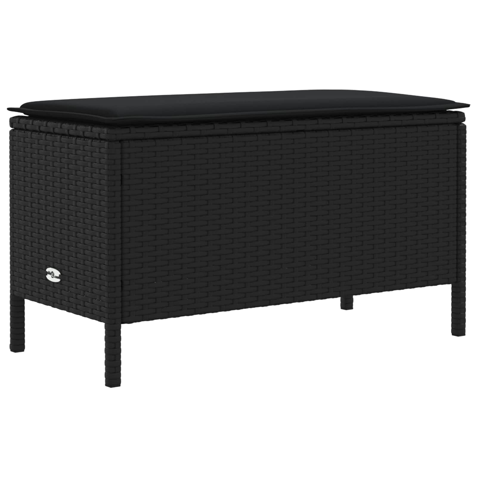 Vrtni otoman s jastukom Crna 80 x 38 x 45 cm PE ratan