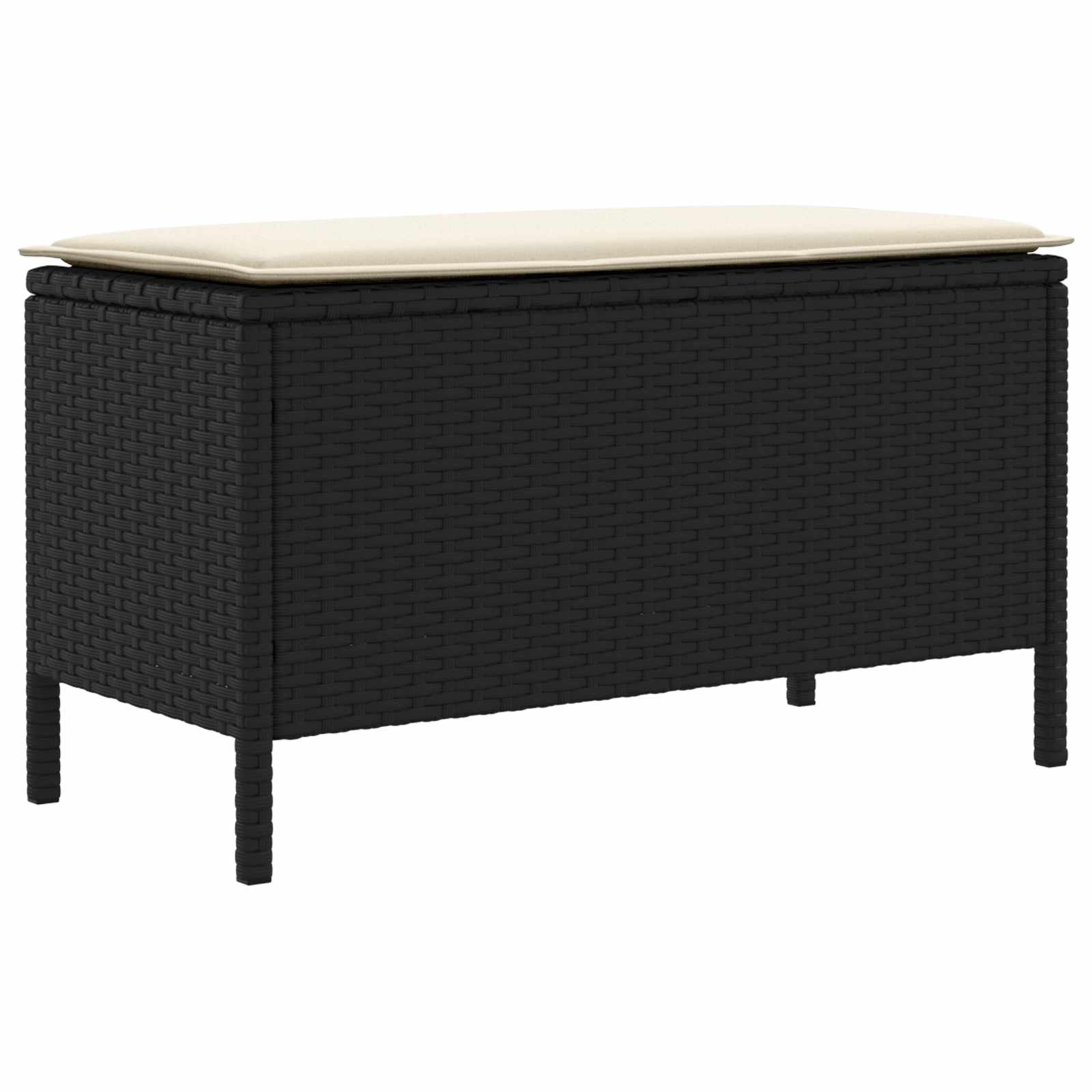 Vrtni otoman s jastukom Crna i Krema 80 x 38 x 45 cm PE ratan