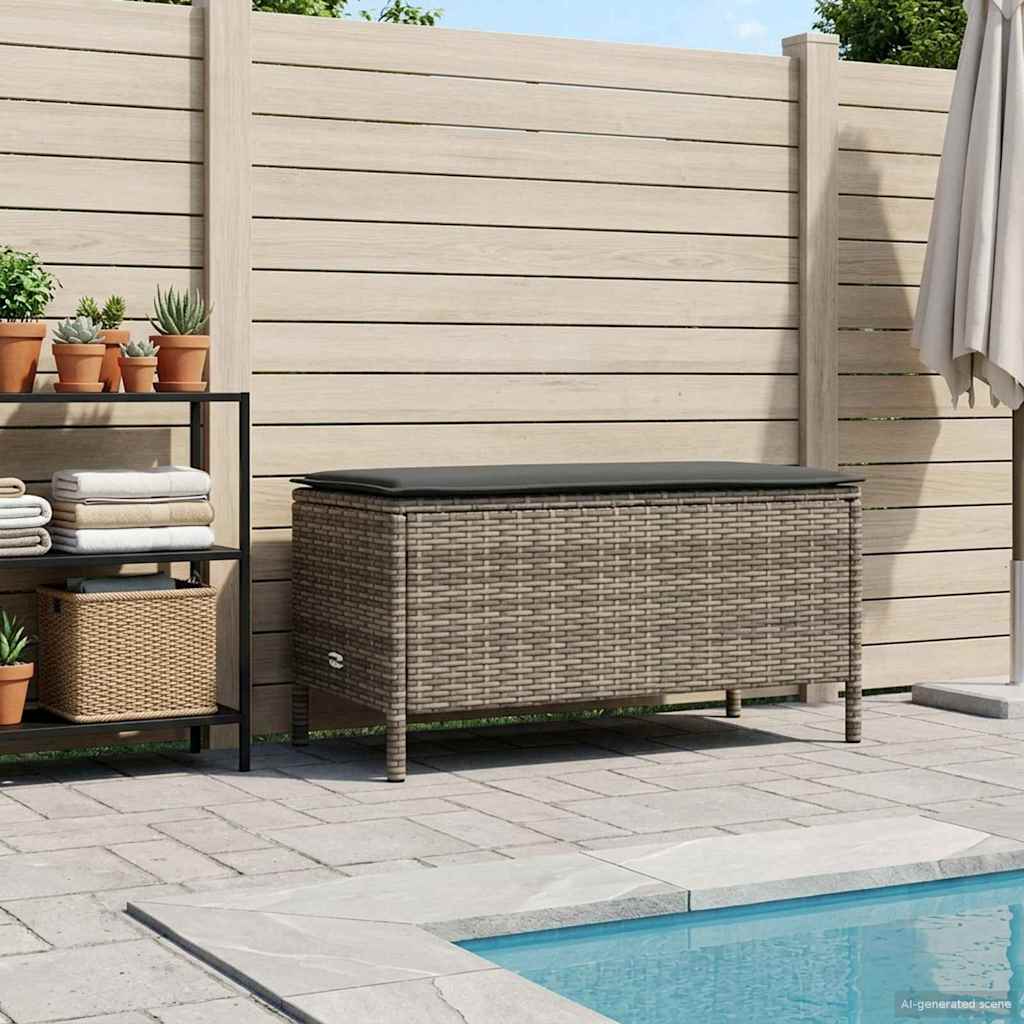 Vrtni otoman Siva i tamno siva 80 x 38 x 45 cm PE ratan