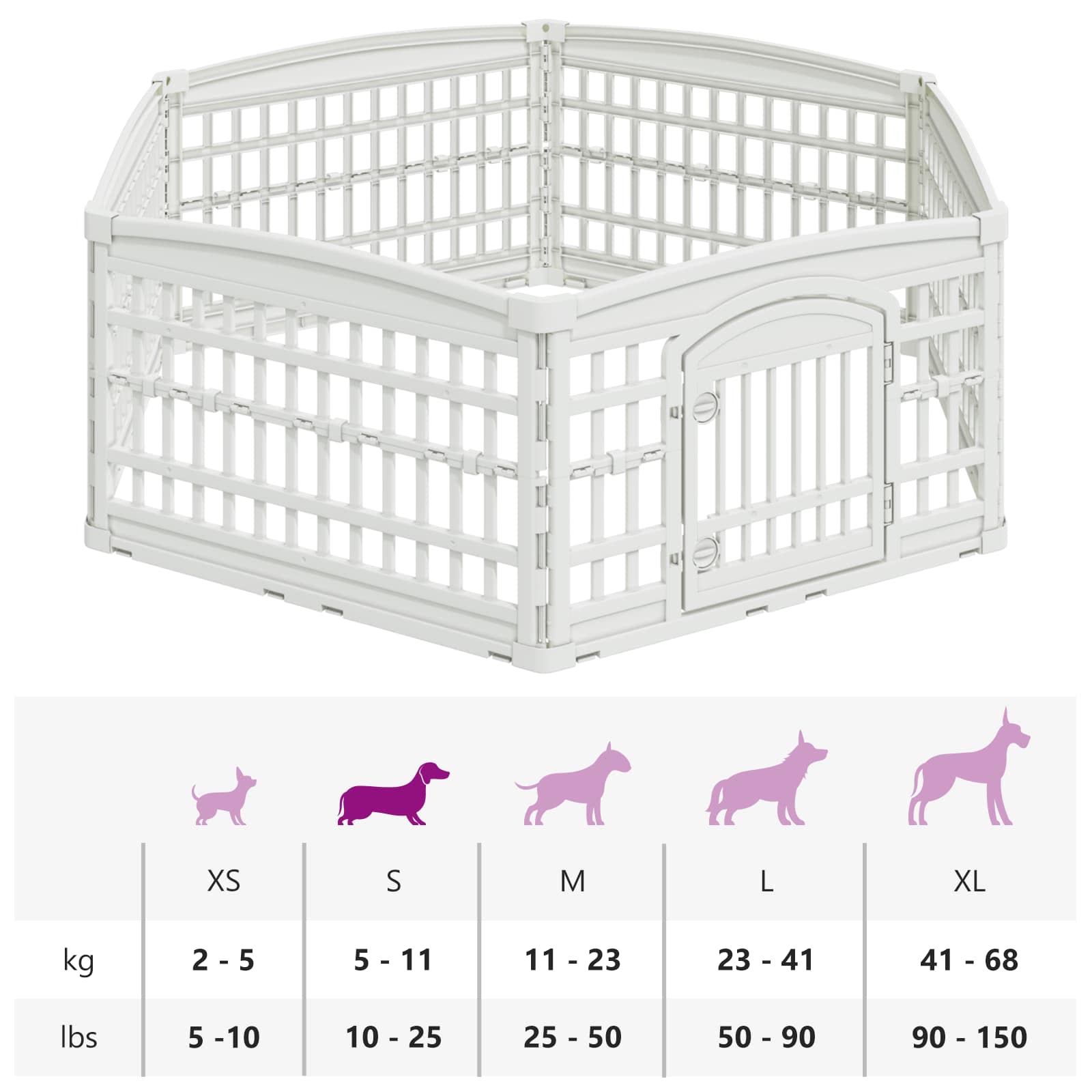 Ograda za Pse s 6 Panoa Bijela 179 x 151 x 58 cm Plastika