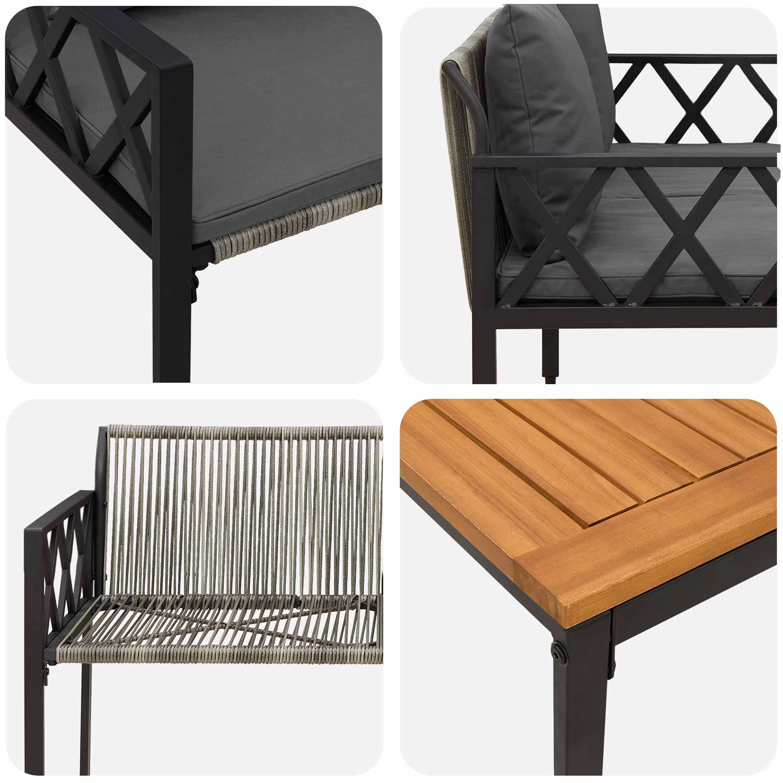 Set vanjskog namještaja 4 pcs Siva i tamno siva poliratan