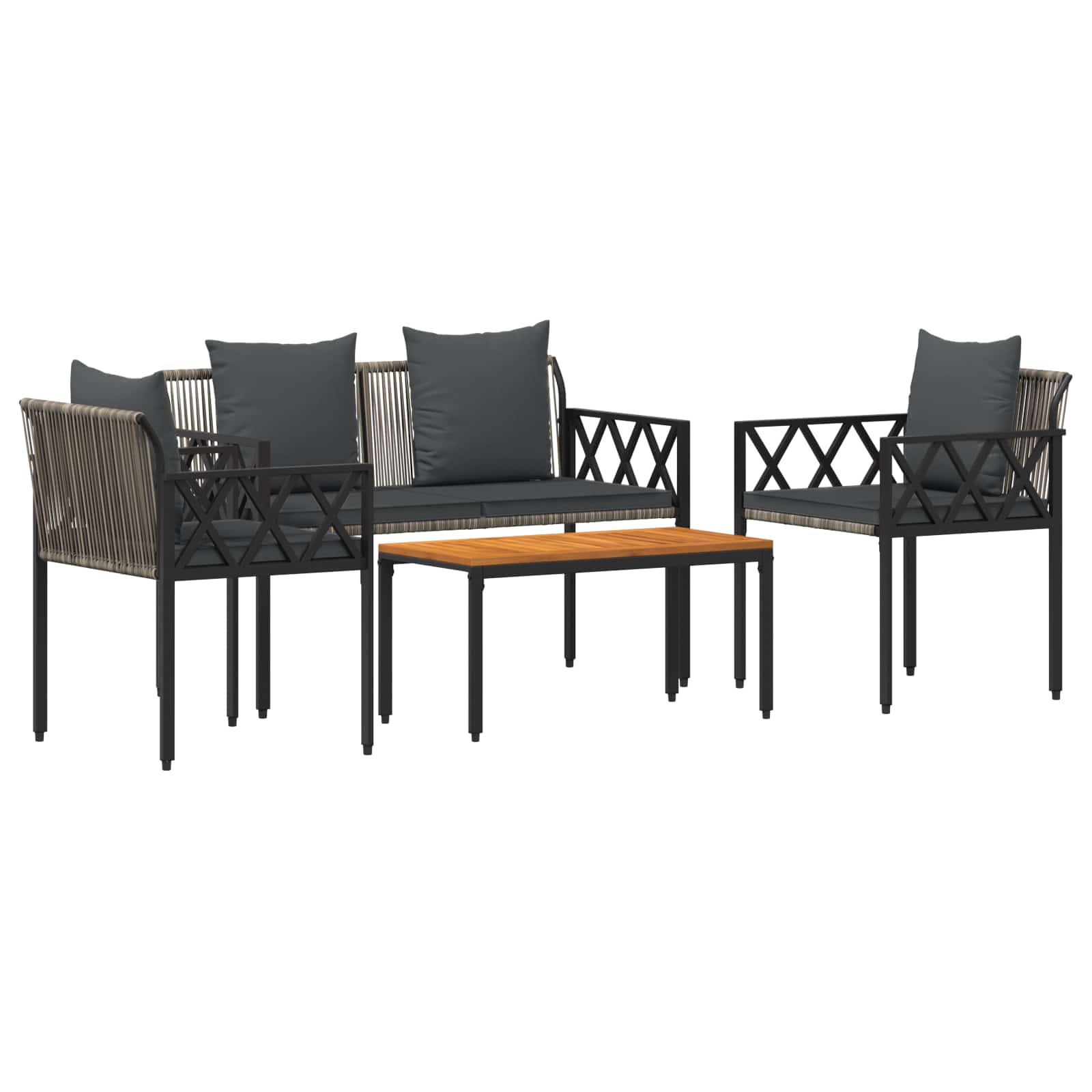 Set vanjskog namještaja 4 pcs Siva i tamno siva poliratan