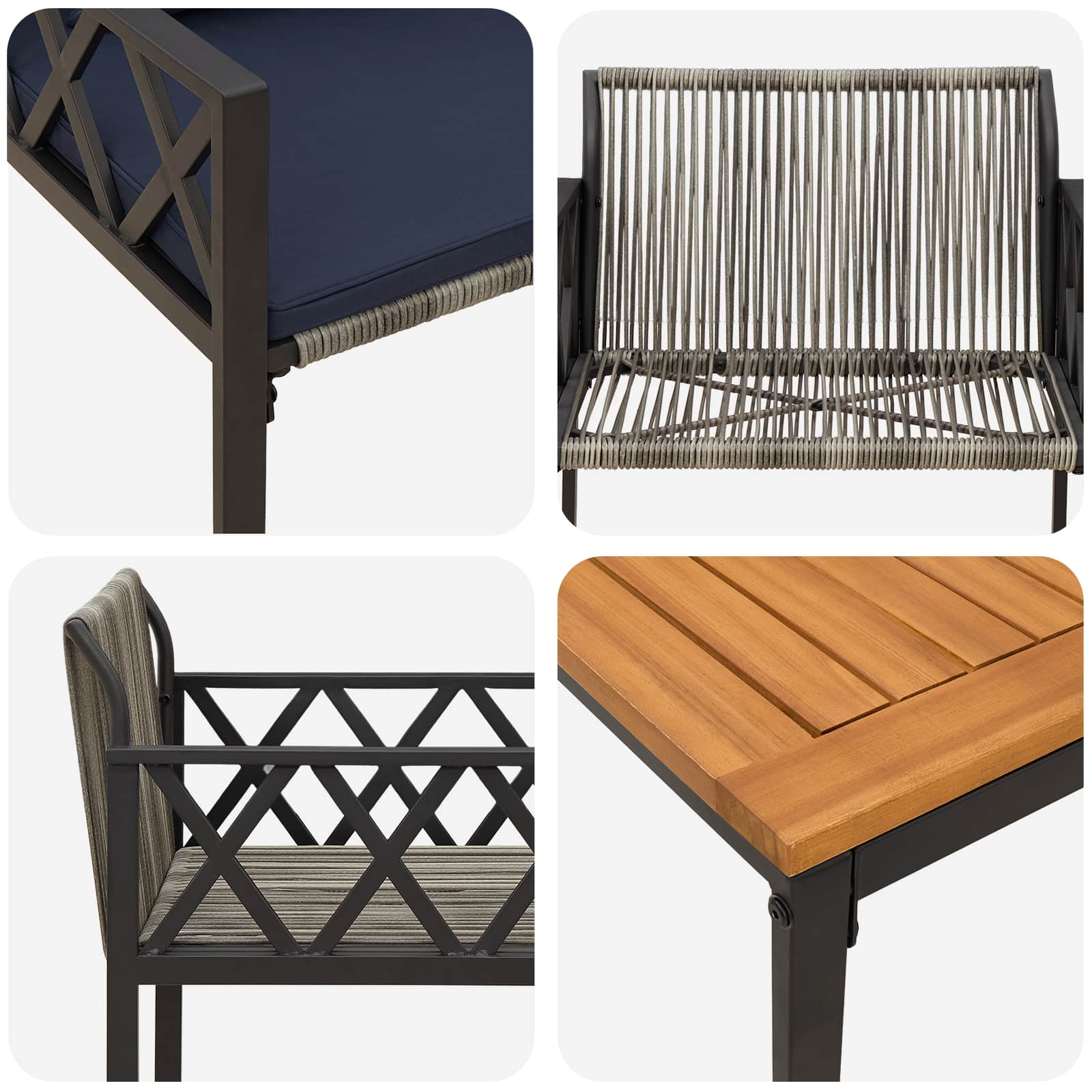 Set vanjskog namještaja 3 pcs Siva i tamnoplava poliratan