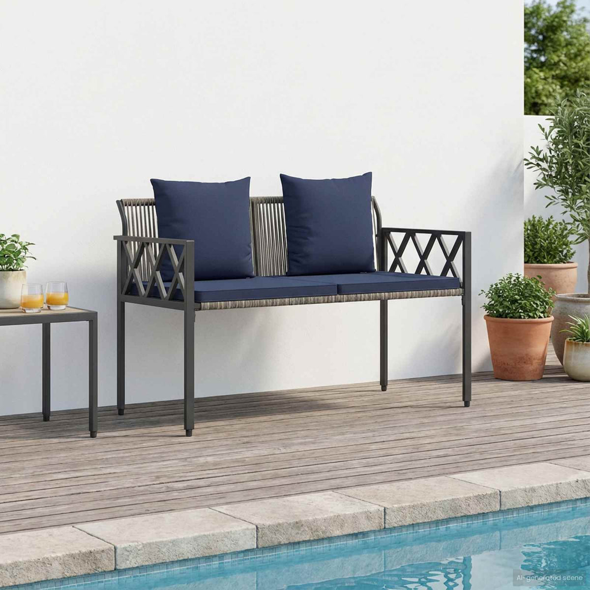 Vanjske klupe 2 -Seater 116 x 56 x 75 cm poliratan
