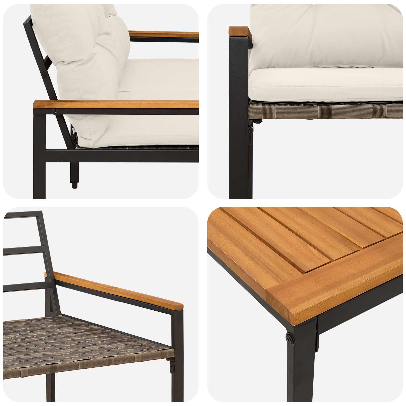 Set vanjskog namještaja 4 pcs Krem bijela poliratan