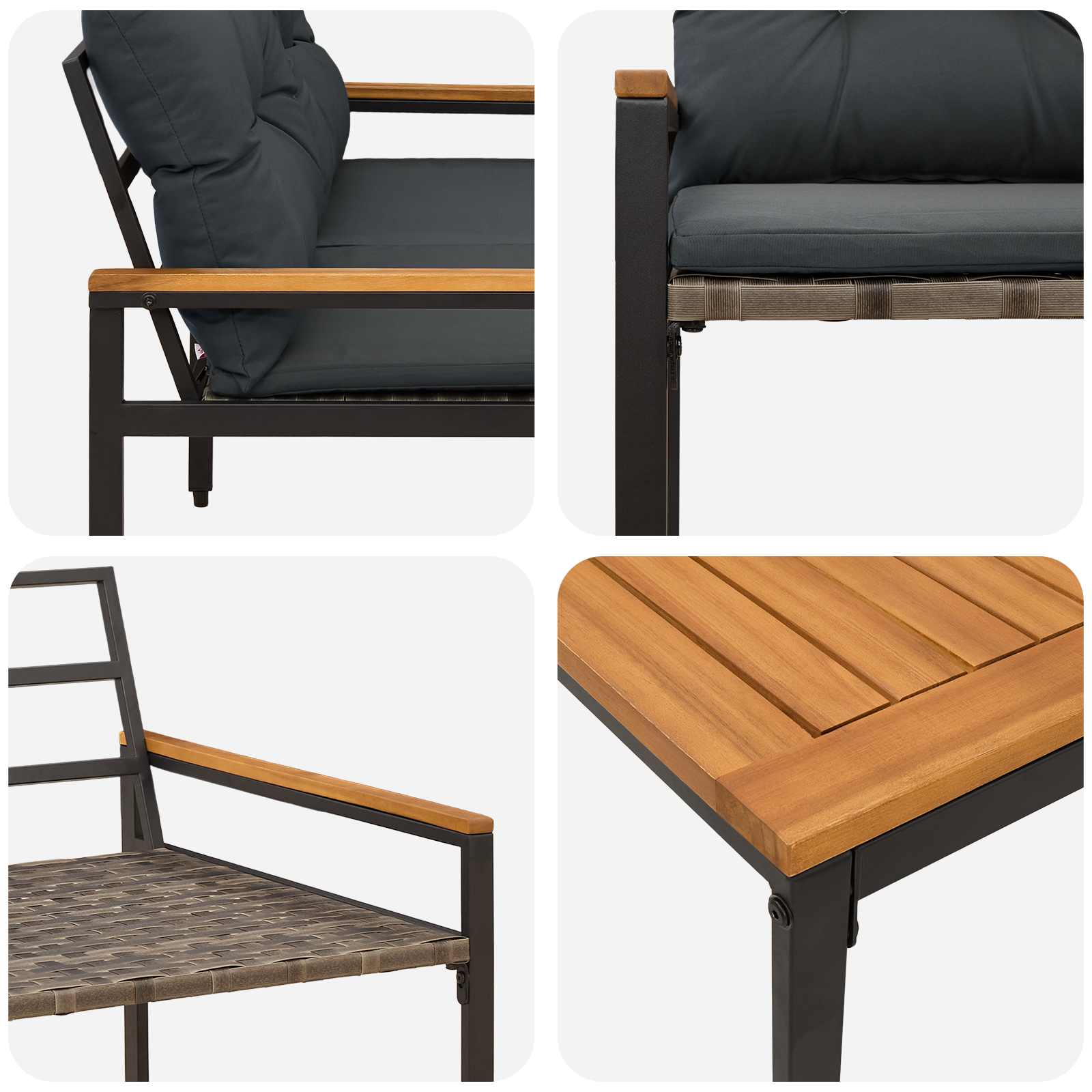 Set vanjskog namještaja 4 pcs Tamnosiva poliratan