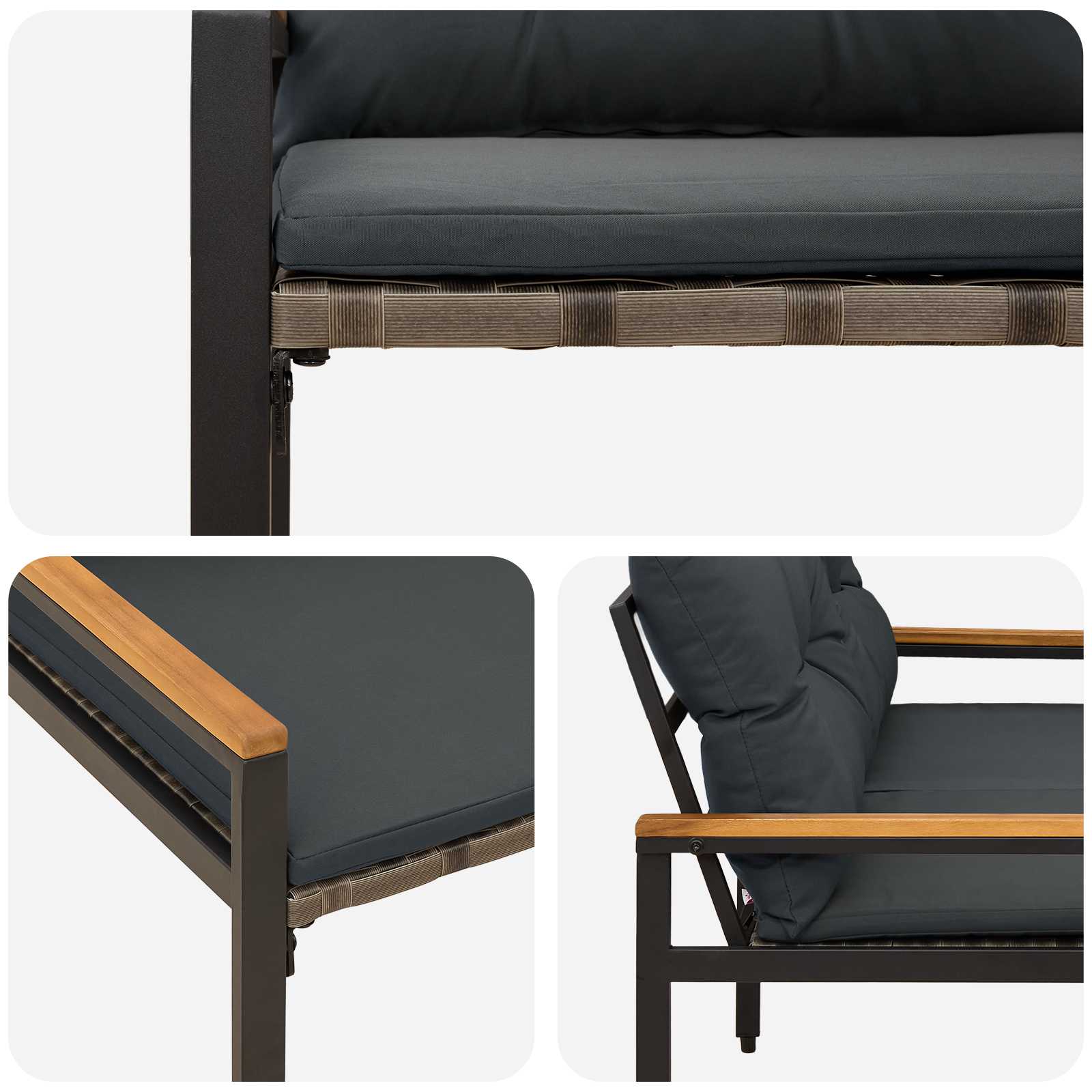 Vanjska klupa 2 -Seater 116 x 67,5 x 72 cm poliratan Tamnosiva