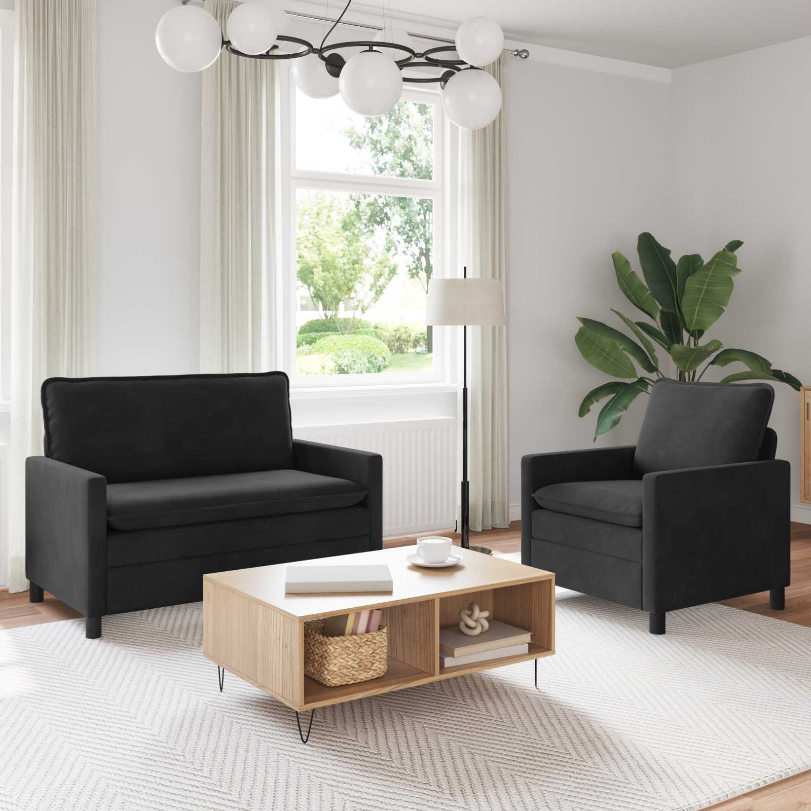 Set sofe 2 pcs Crna Baršun