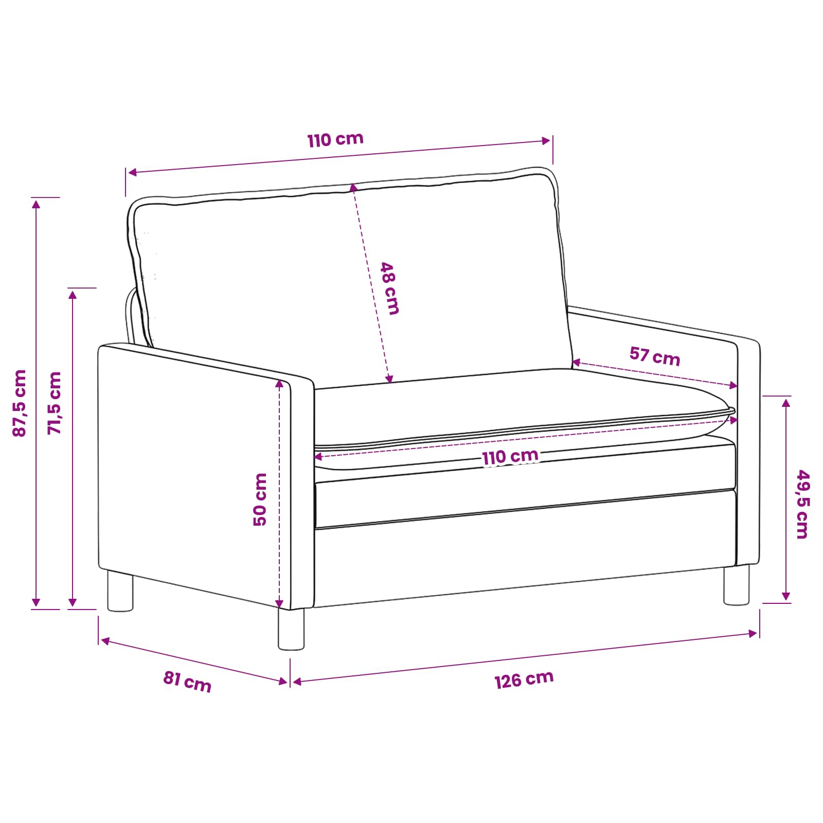 Set sofe 2 pcs Plava Poliester