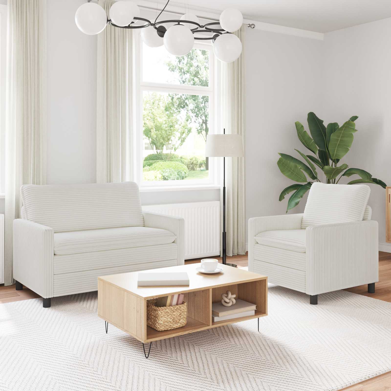 Set sofe 2 pcs Krem Poliester