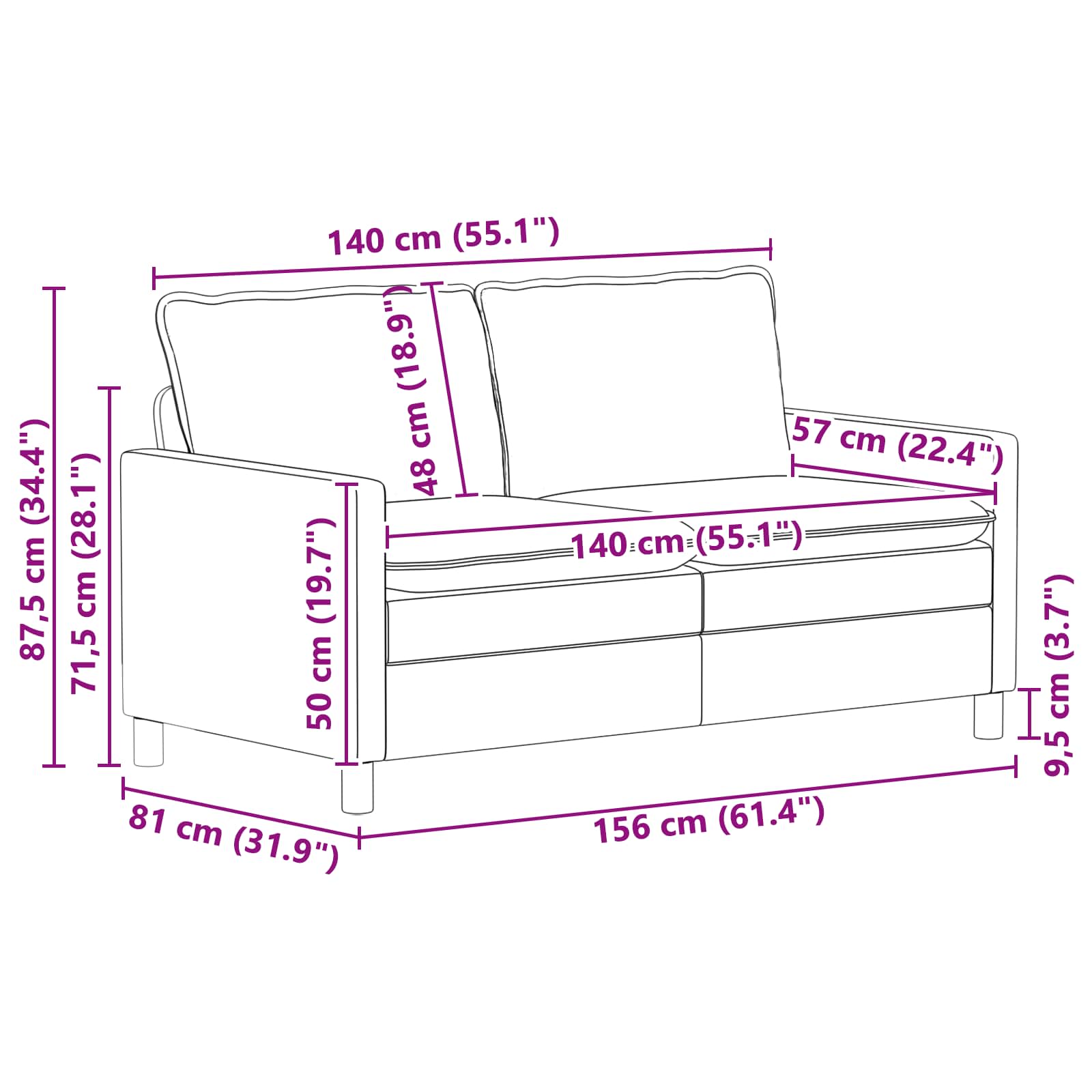Set sofe 2 pcs Plava Baršun
