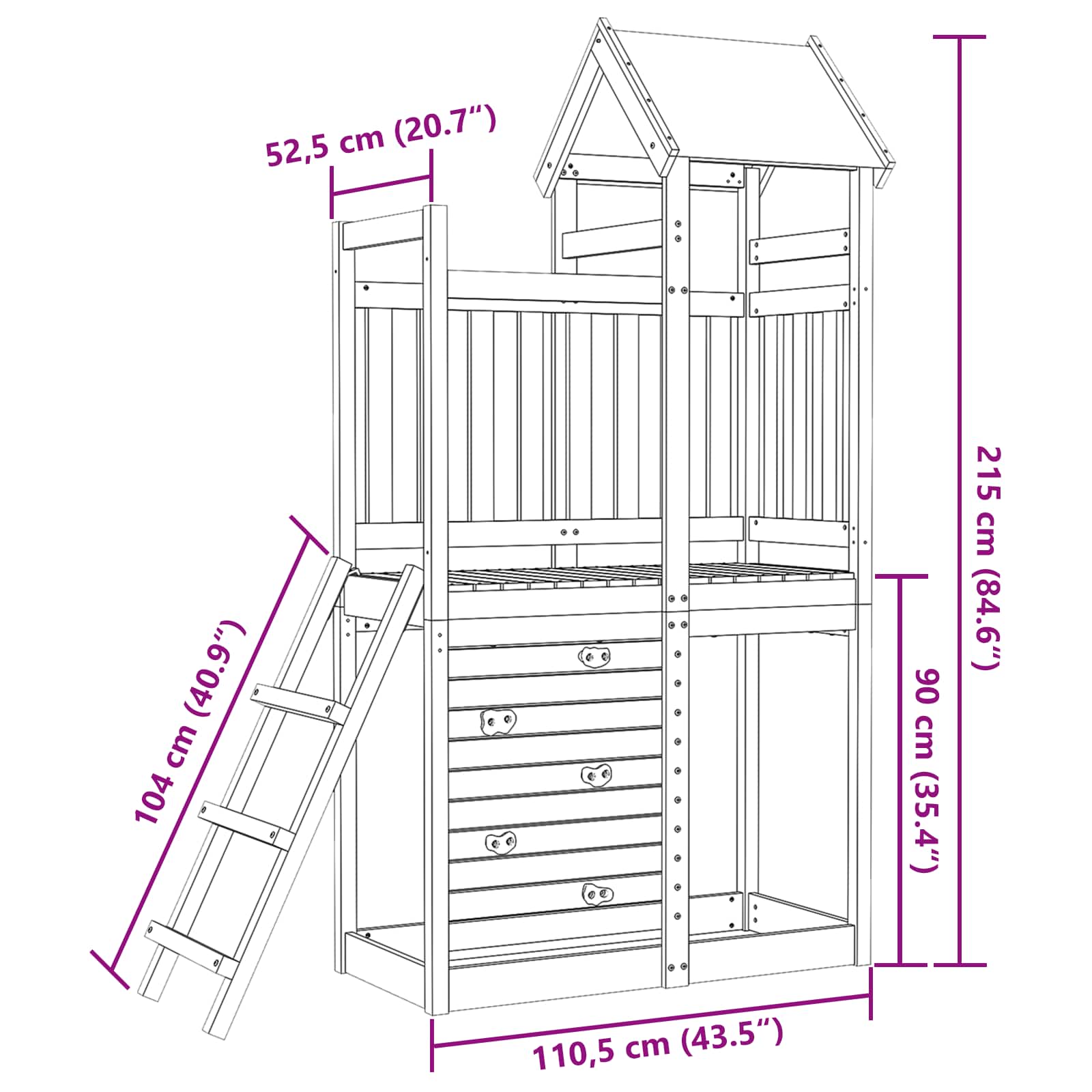 Igraći Toranj Smeđa 110,5 x 52,5 x 215cm Solidno Douglas Drvo