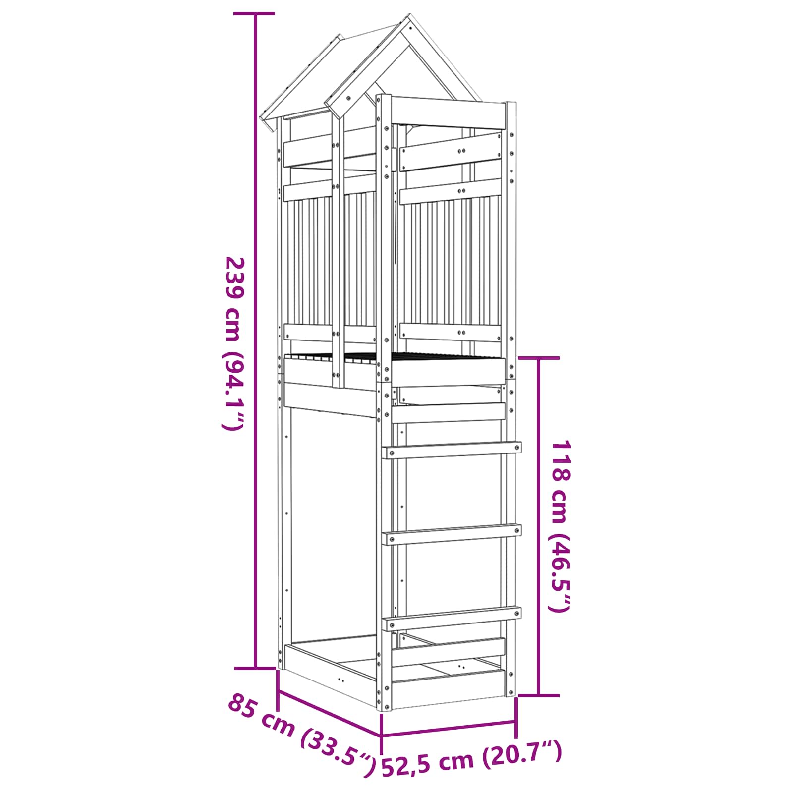 Igraći Toranj Smeđa Solidno Impregnirano Drvo