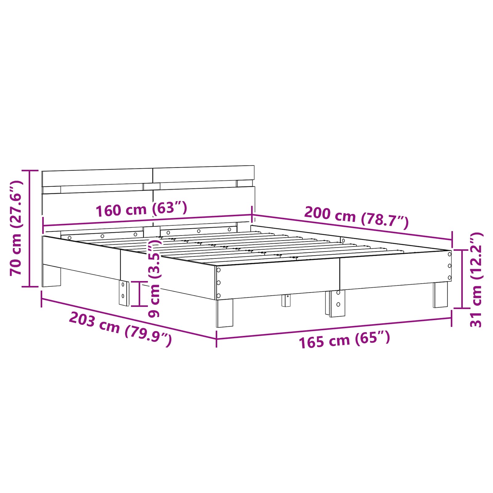 Krevetna konstrukcija Staro drvo 160 x 200 cm Konstruirano drvo