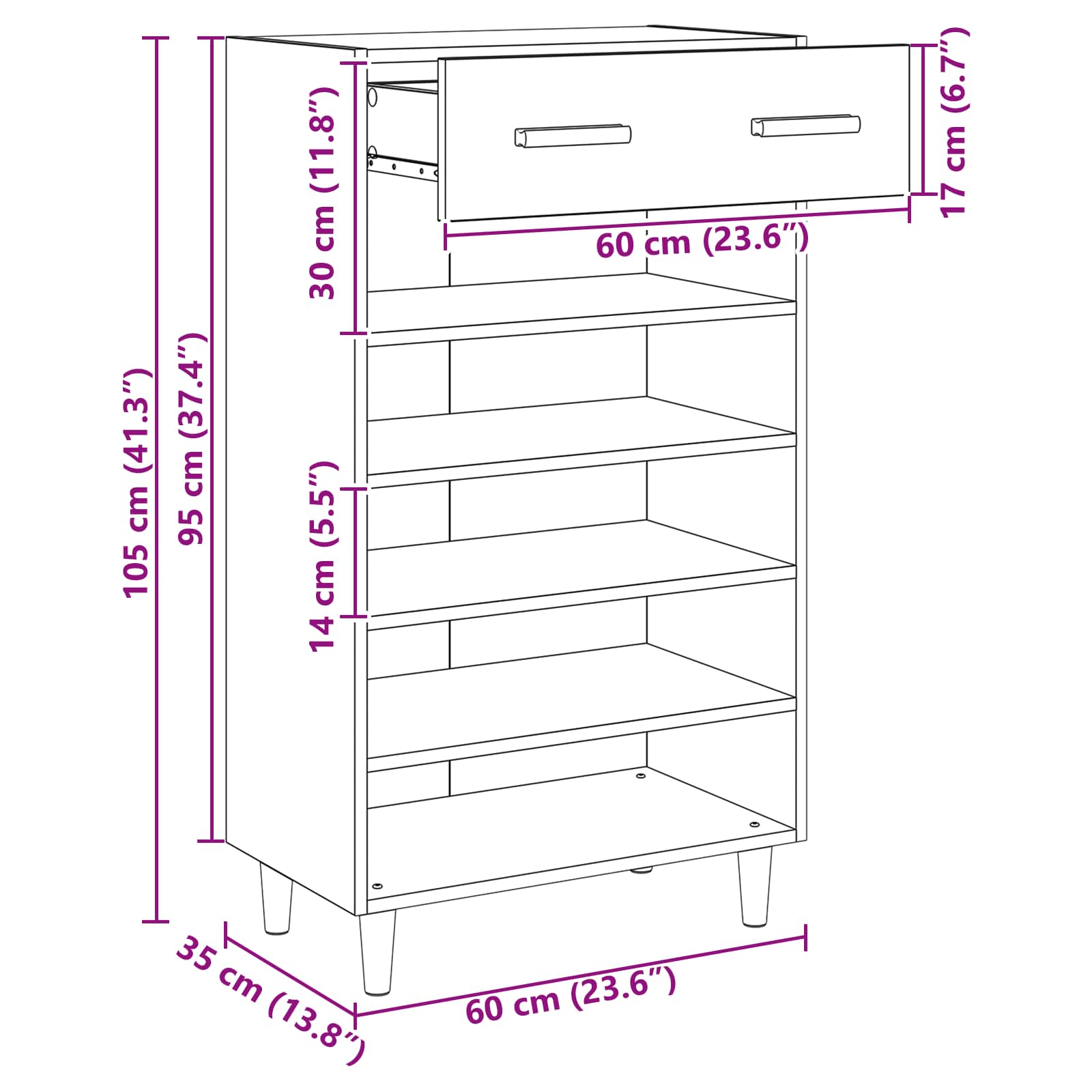 Ormar za cipele Staro drvo 60 x 35 x 105 cm Konstruirano drvo