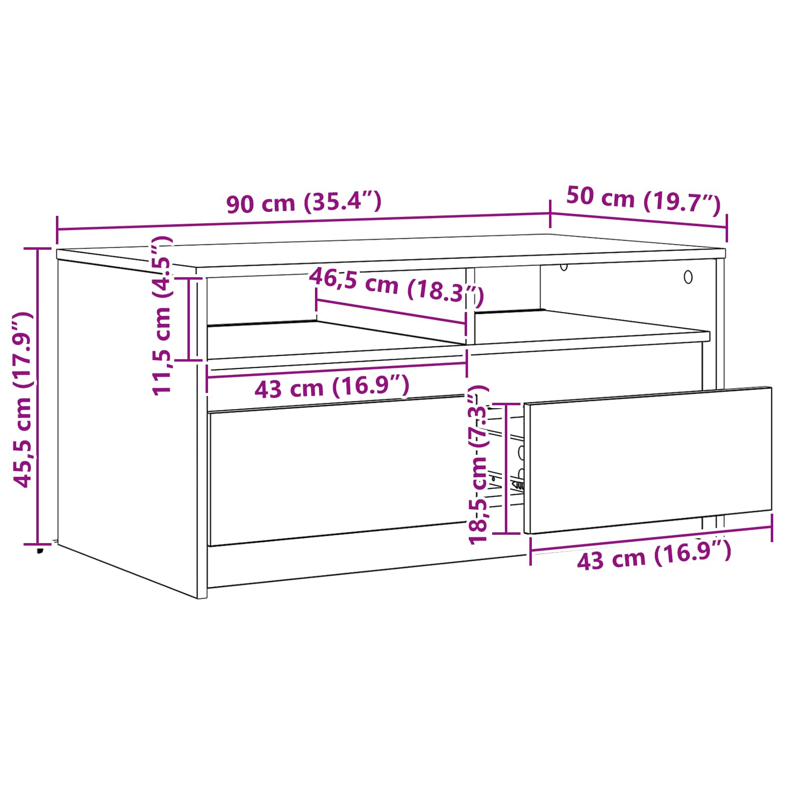Kava Stol Staro drvo 90 x 50 x 45 cm Konstruirano drvo