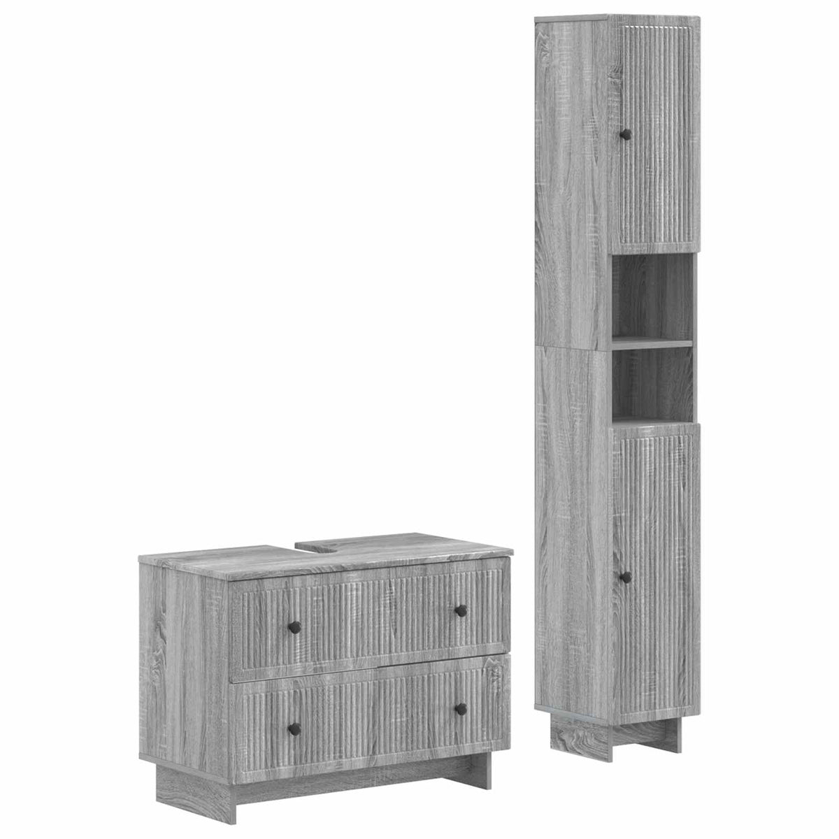 Set kupaonskih ormara od 2 dijela EDE Siva Sonoma