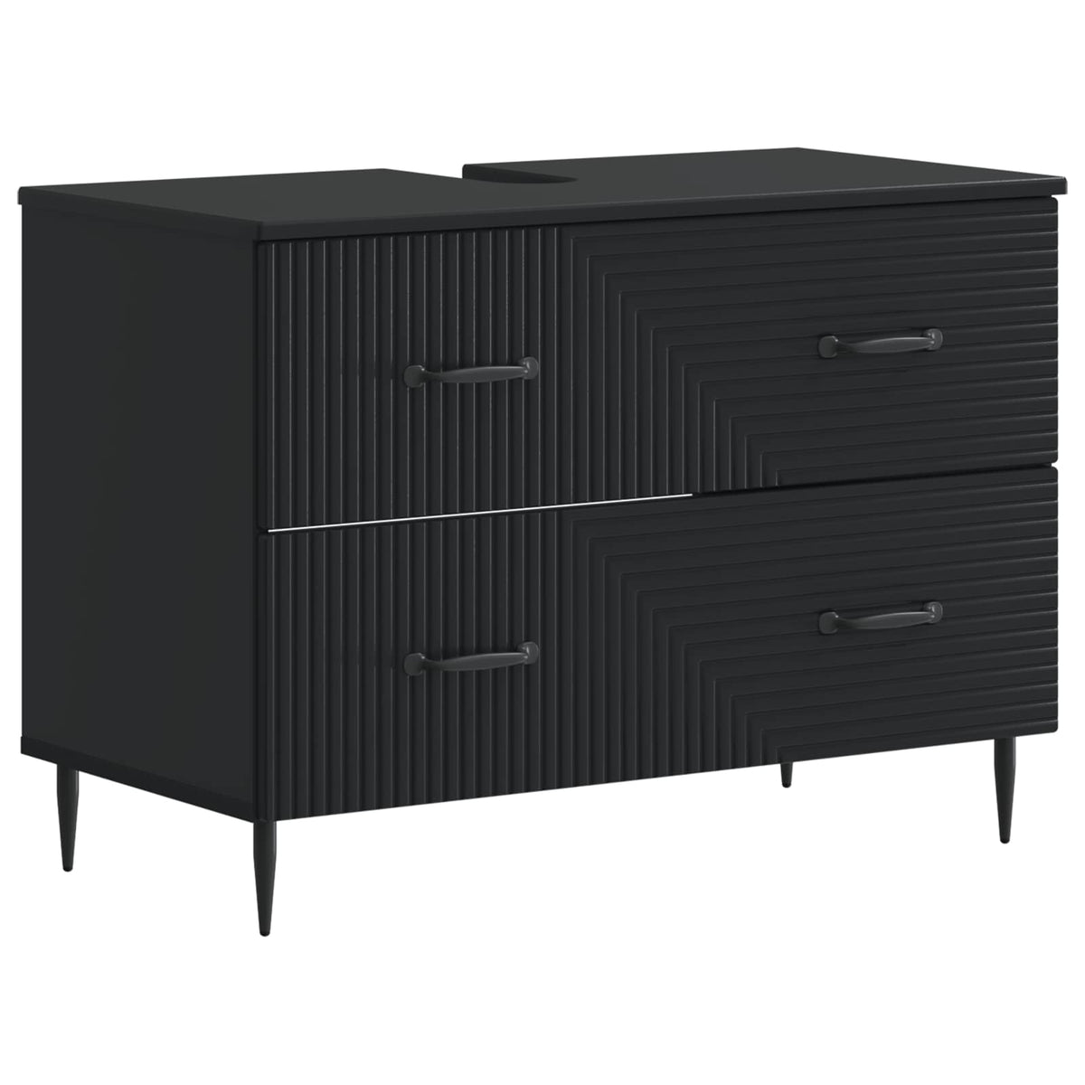 Set za kupaonicu od 3 dijela HAARLEM Crna Konstruirano drvo
