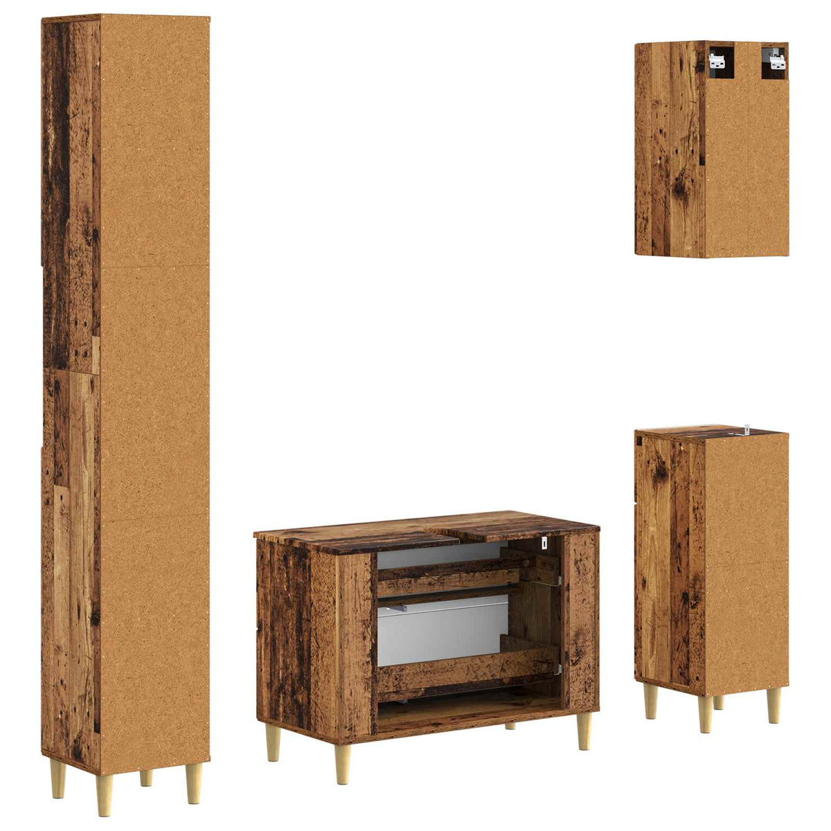Set kupaonskih ormara od 4 dijela DELFT Staro drvo