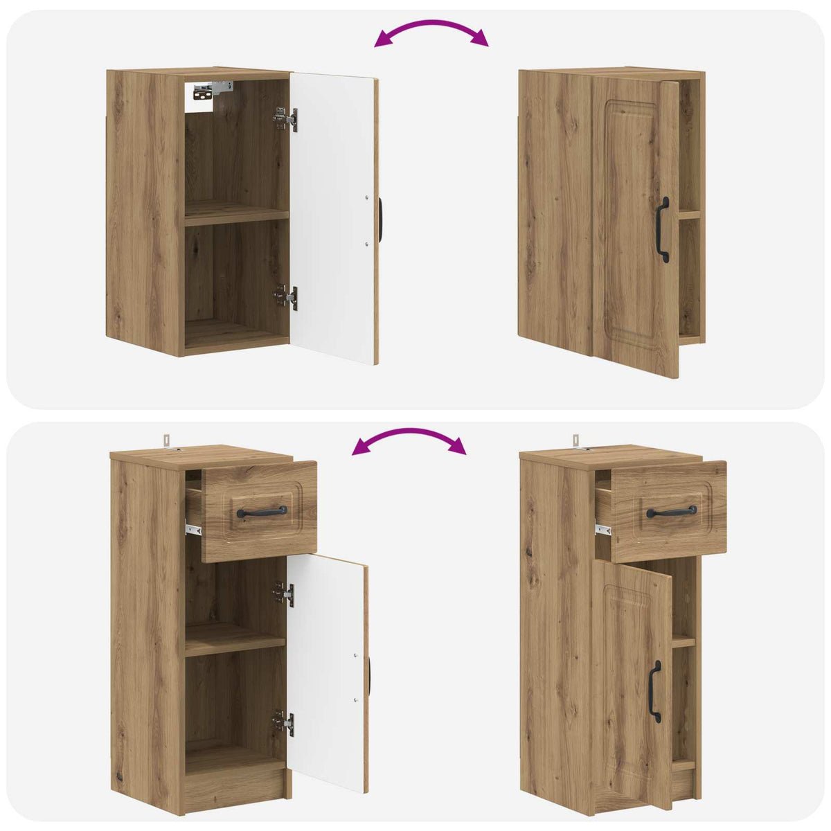 Set kupaonskih ormara od 4 dijela UTRECHT Hrast artisan