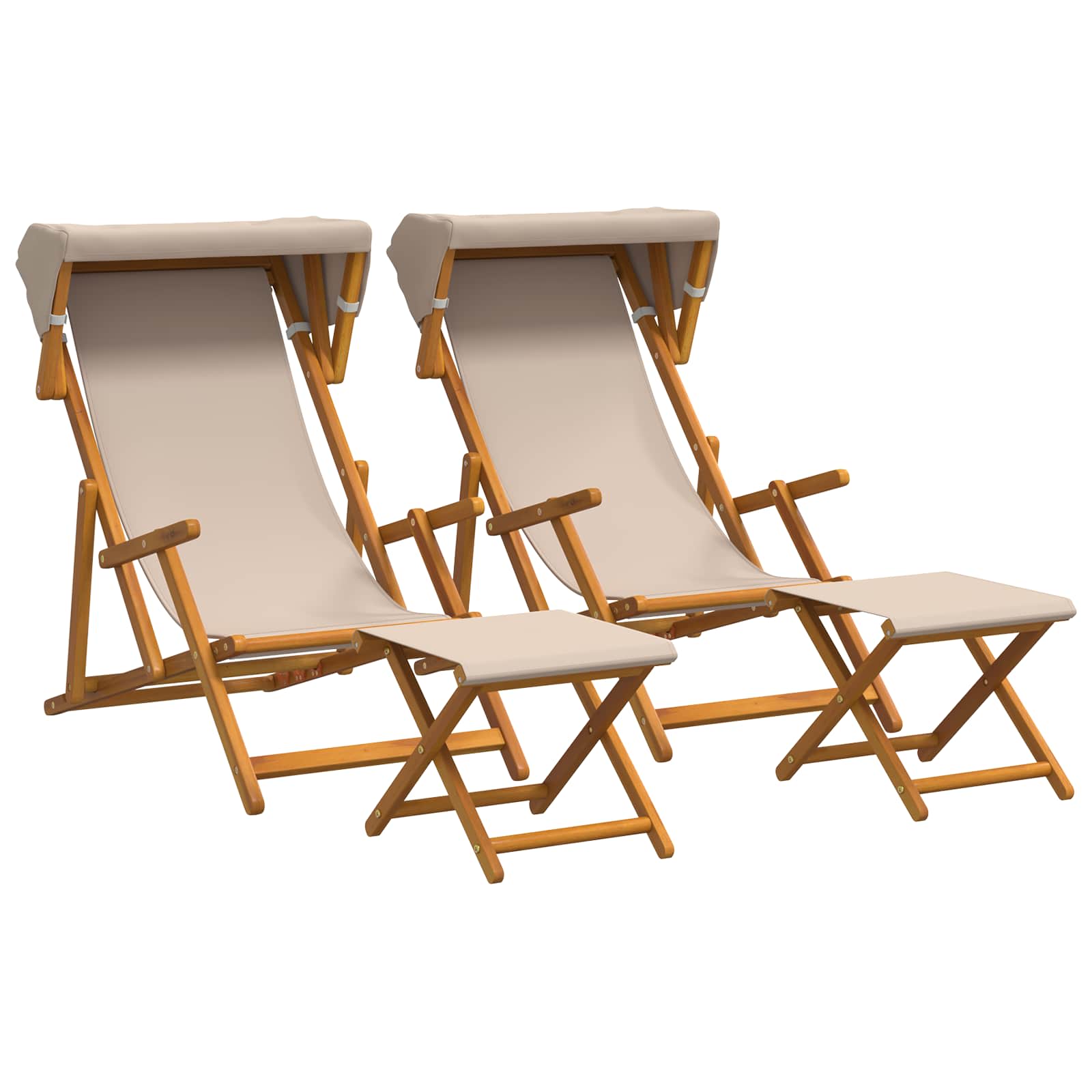 Ležaljka 4 pcs 3 Pozicija Čvrsto drvo eukaliptusa Bež